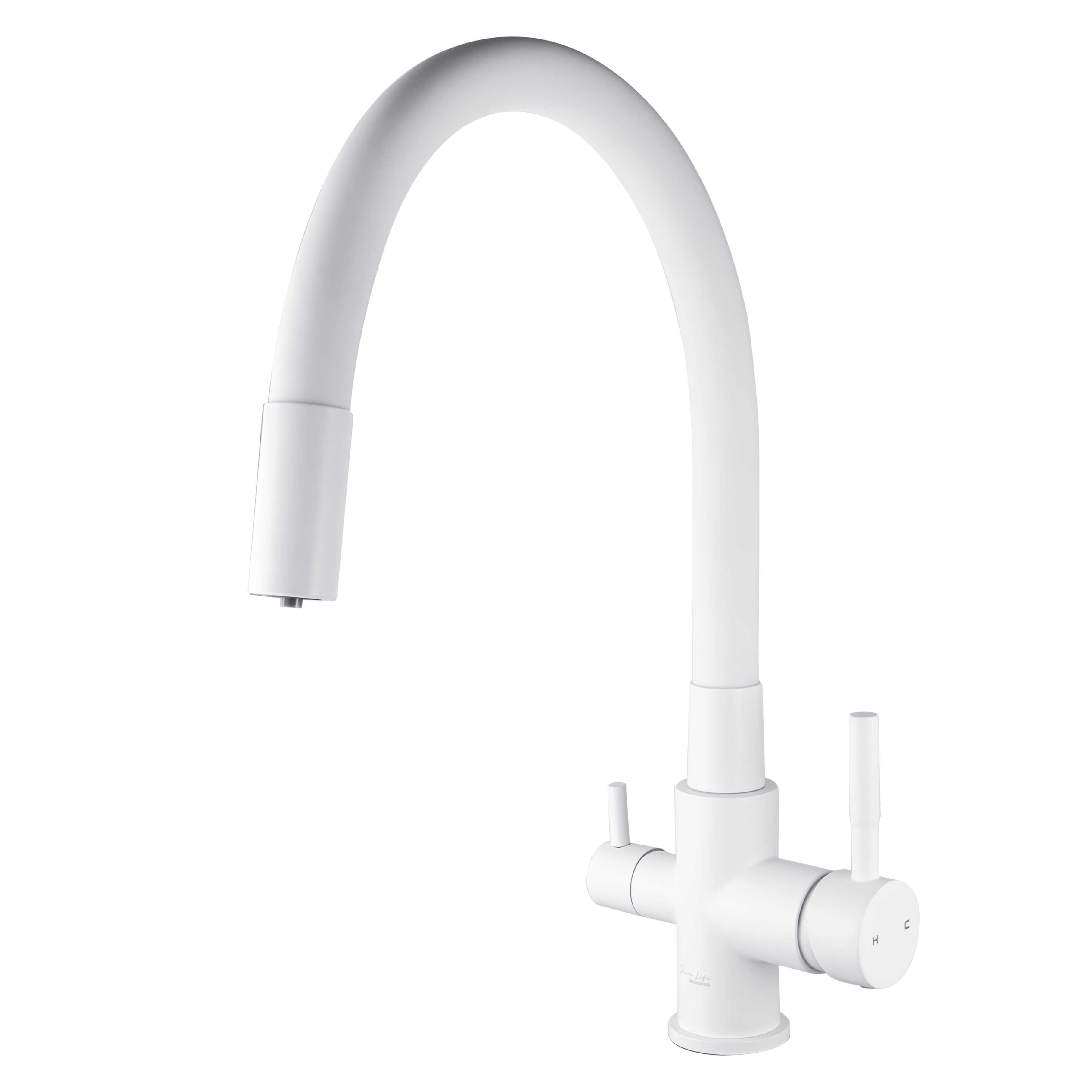 Изображение товара Смеситель для кухни Maxonor pure life PL4461-8 поворотный излив 192 см цвет белый, белый матовый