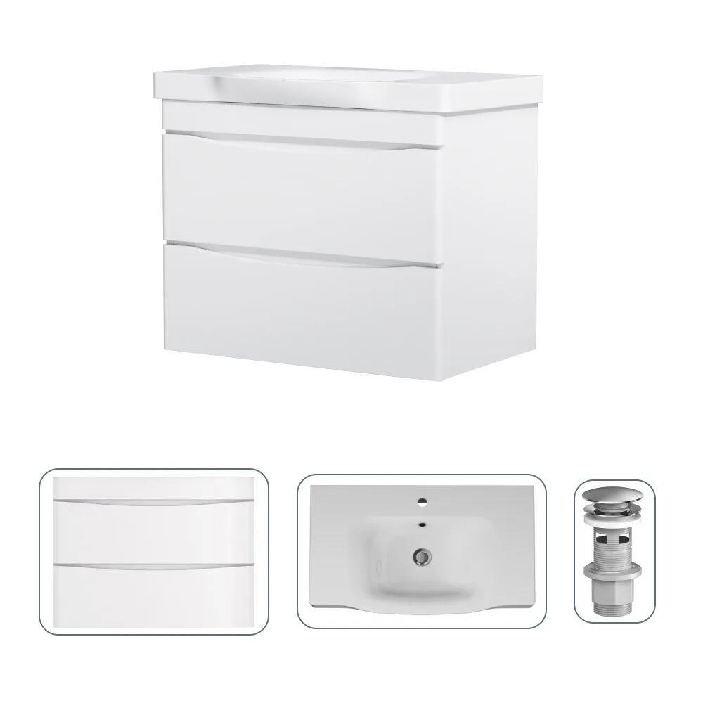 Изображение товара Тумба с раковиной Am.pm Like M80FHX0802WC080WG-M100 Like 80 см подвесная с донным клапаном цвет белый