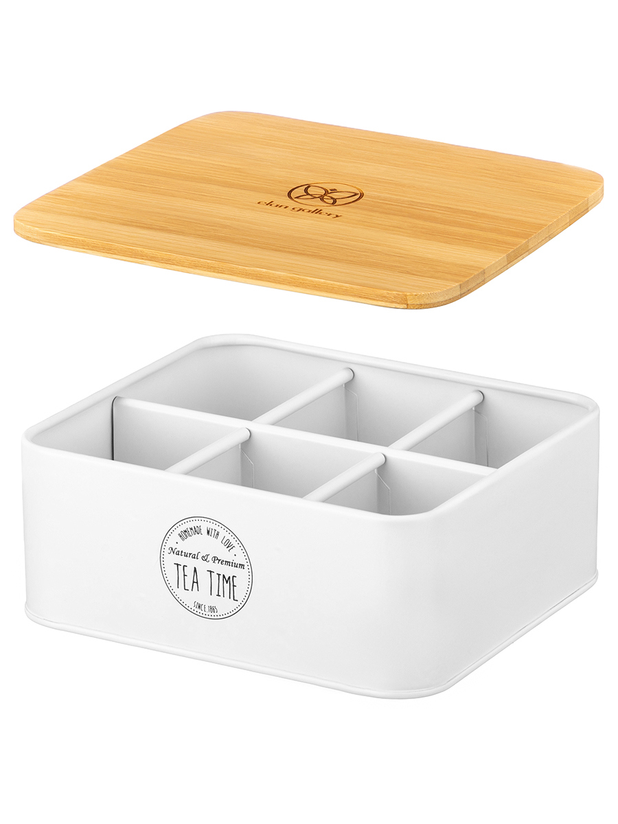 Изображение товара Контейнер для чайных пакетиков TEA TIME с бамбуковой крышкой 18.5x16x8 см