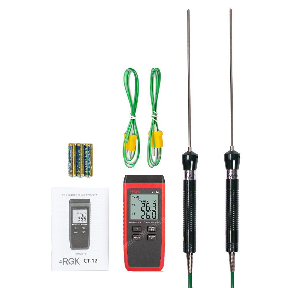 Изображение товара Термометр RGK CT-12 с погружными зондами TR-10W для температуры до 400°C