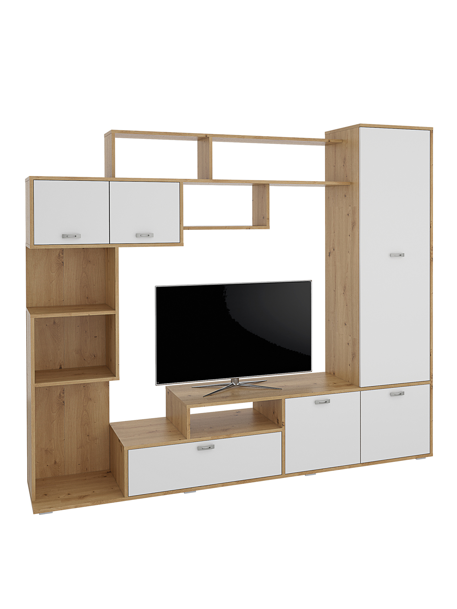 Изображение товара Модульная стенка Beneli Диско 210x182x41 см ЛДСП цвет дуб дикий/белый