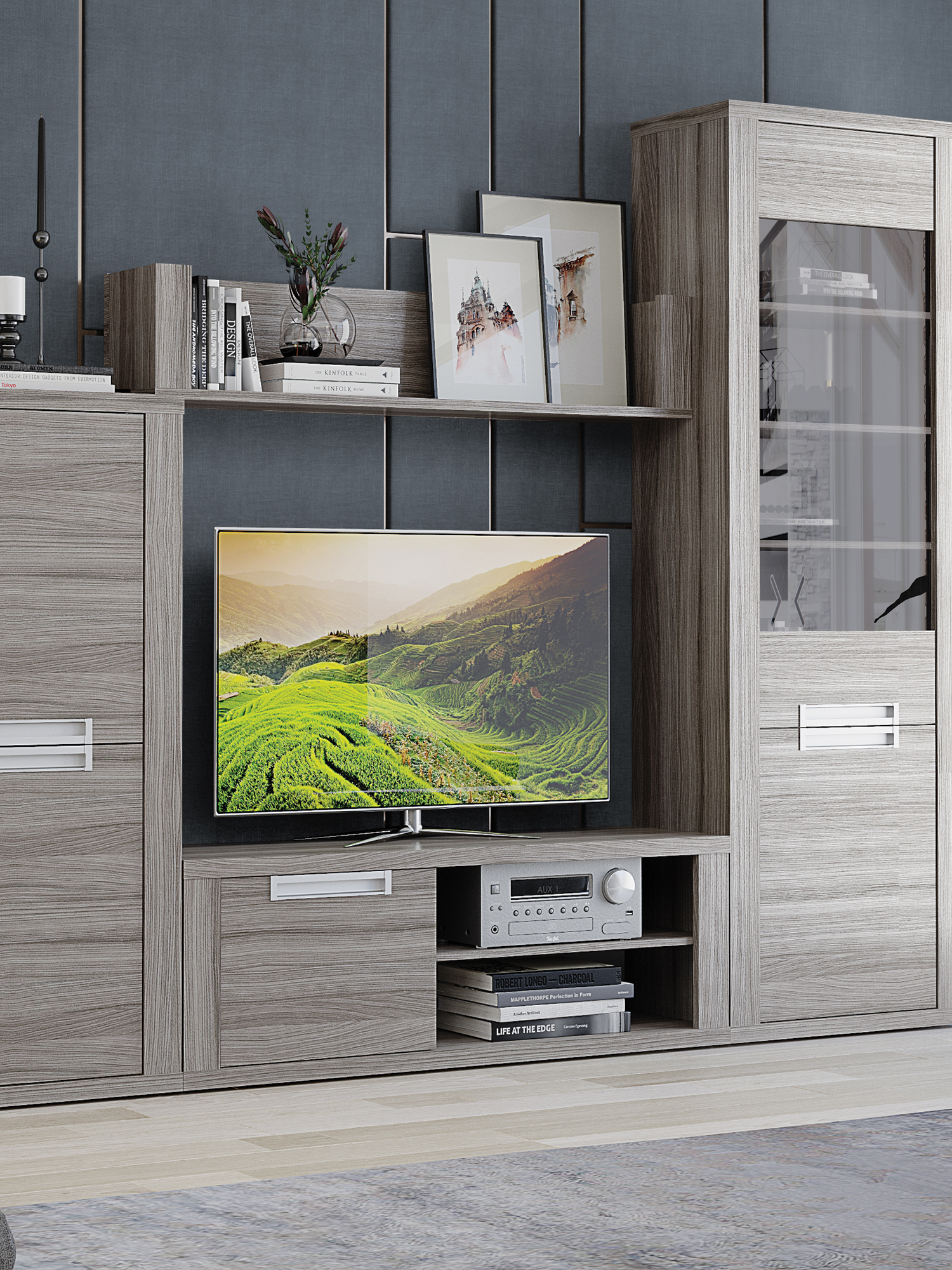 Изображение товара Модульная стенка Beneli Честерфилд 271x211.5x40 см ЛДСП цвет шорвуд