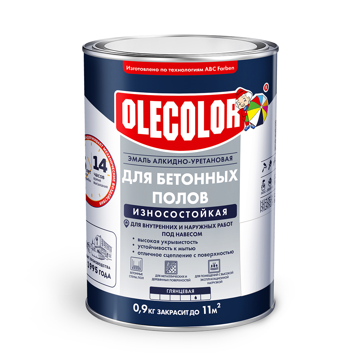 Изображение товара Эмаль для бетонных полов Olecolor глянцевая белая 2.7 кг Изображение товара Эмаль для бетонных полов Olecolor глянцевая белая 2.7 кг