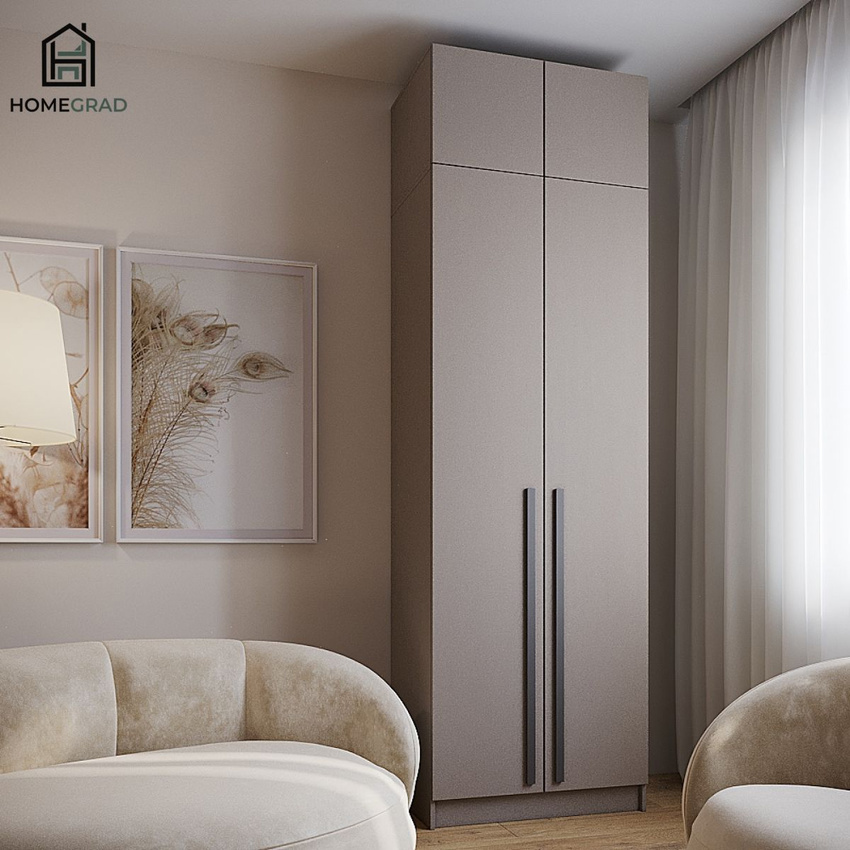 Изображение товара Шкаф распашной Homegrad Bos80бежА 80x260x52 см ЛДСП стильный и вместительный