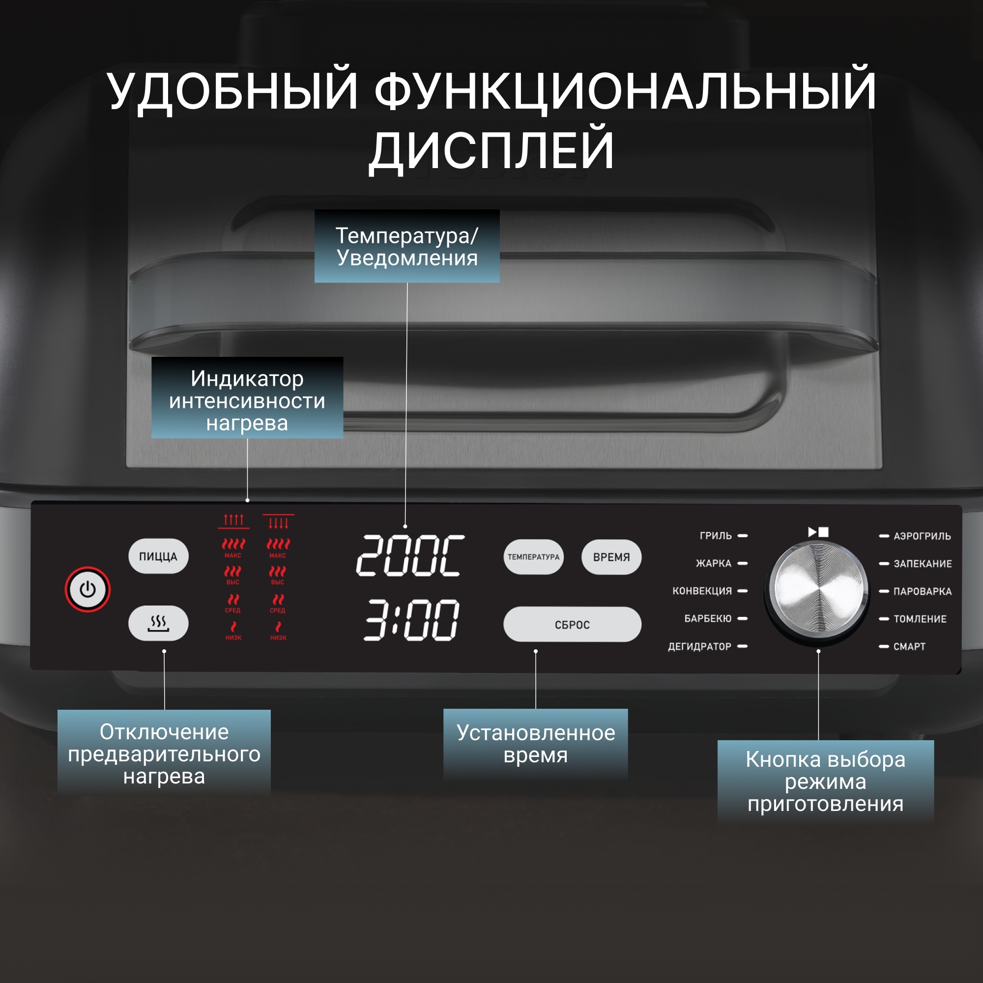 Изображение товара Мультигриль TESLER MAG-1800 электрический с 11 режимами и большой чашей