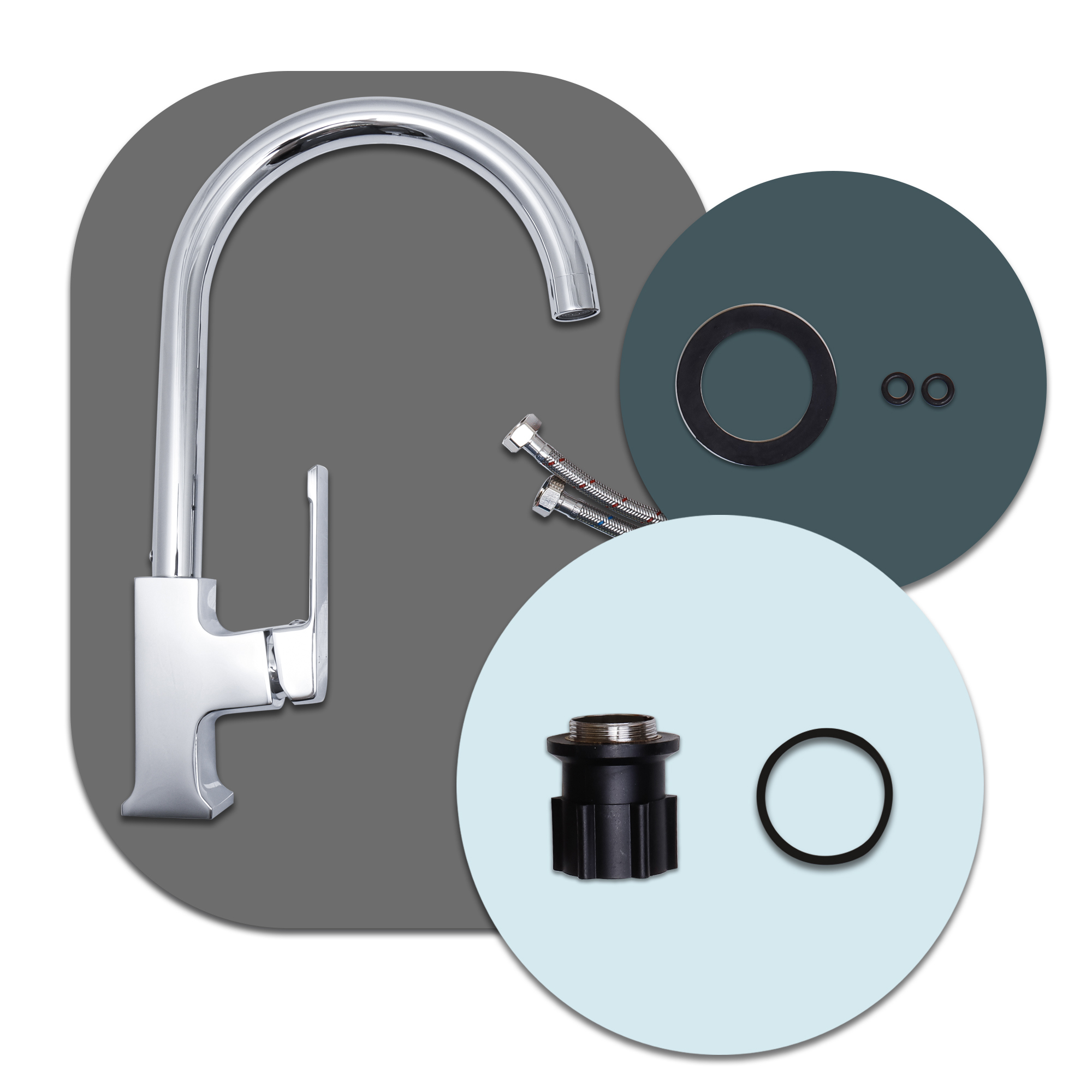 Изображение товара Смеситель кухонный Maxonor pure life PL4090 излив 25.4 см хром