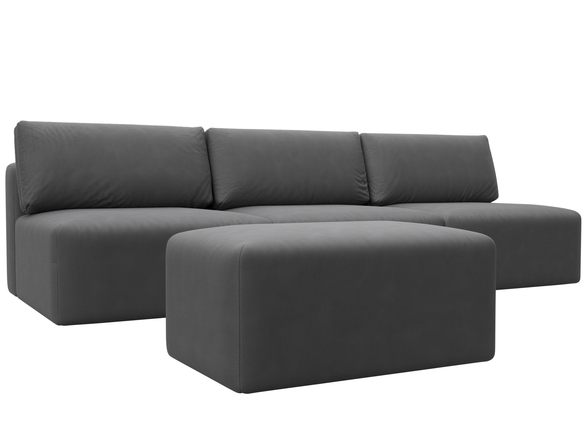 Изображение товара Диван прямой модульный с пуфом Лига-060 НПБ Лонг 367x84x118 см замша серый