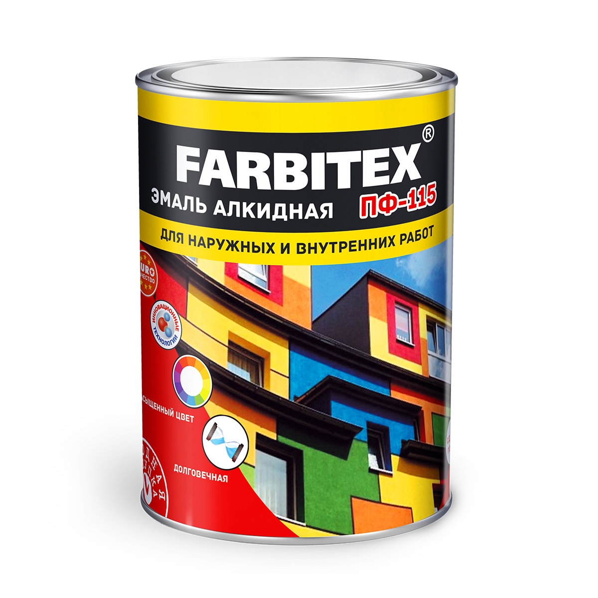 Изображение товара Глянцевая эмаль FARBITEX ПФ-115 оранжевая 1.8 кг для внешних и внутренних работ
