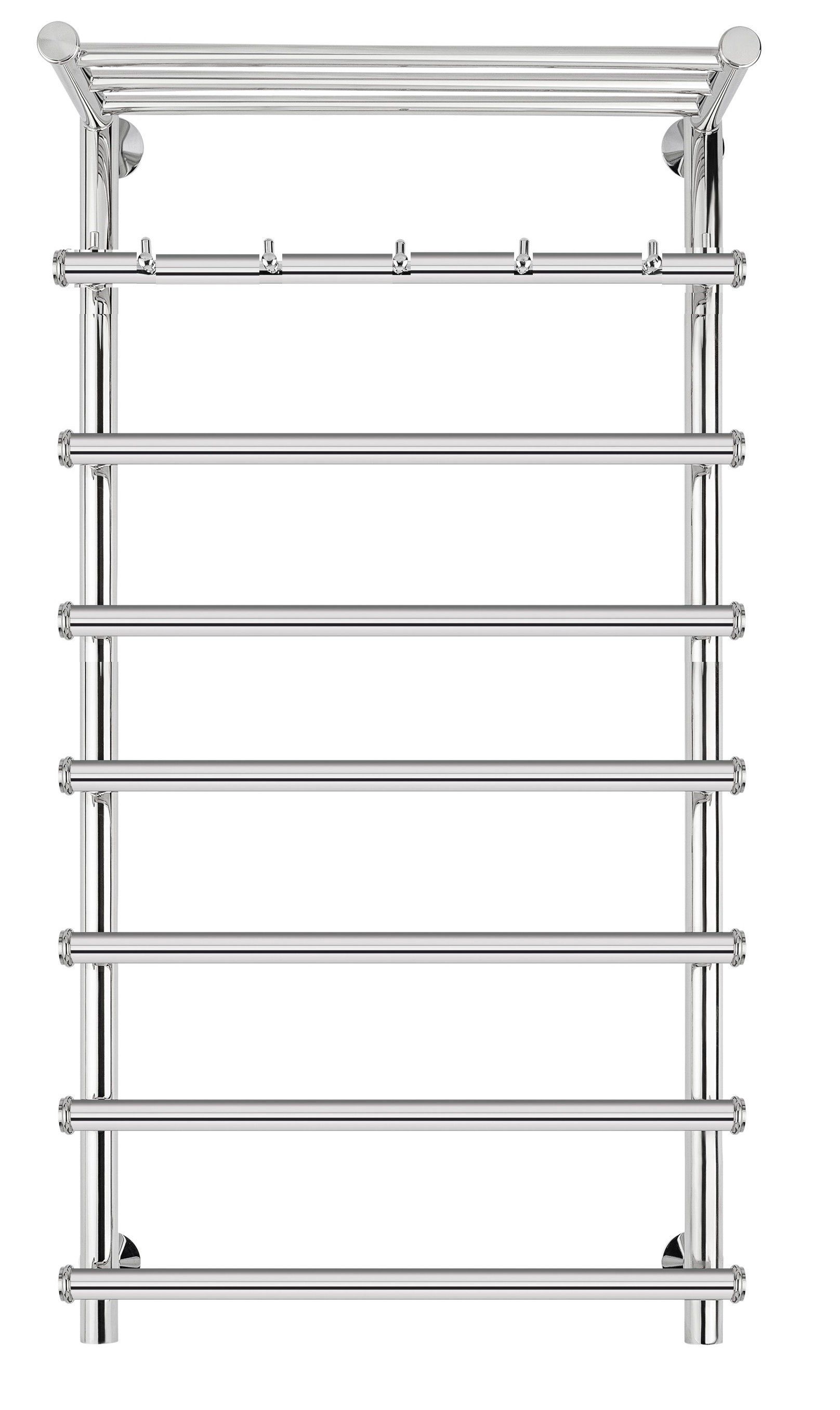 Изображение товара Полотенцесушитель электрический Secado Турин 1 КСП правый 600x1000 мм 300 Вт с терморегулятором и полкой лесенка цвет хром