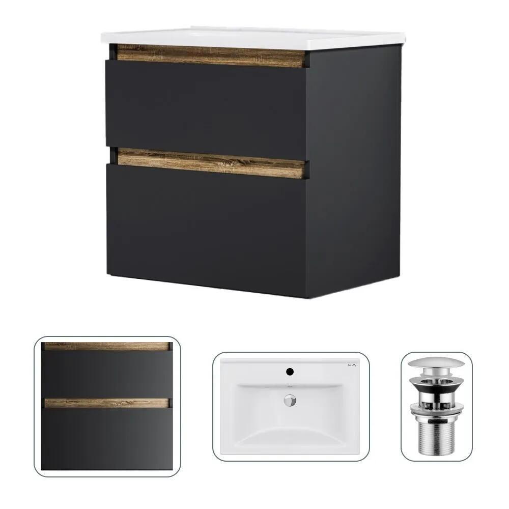 Изображение товара Тумба с раковиной Am.pm M85FHX0652BMWC065WG-164 X-Joy 65 см подвесная с донным клапаном цвет черный