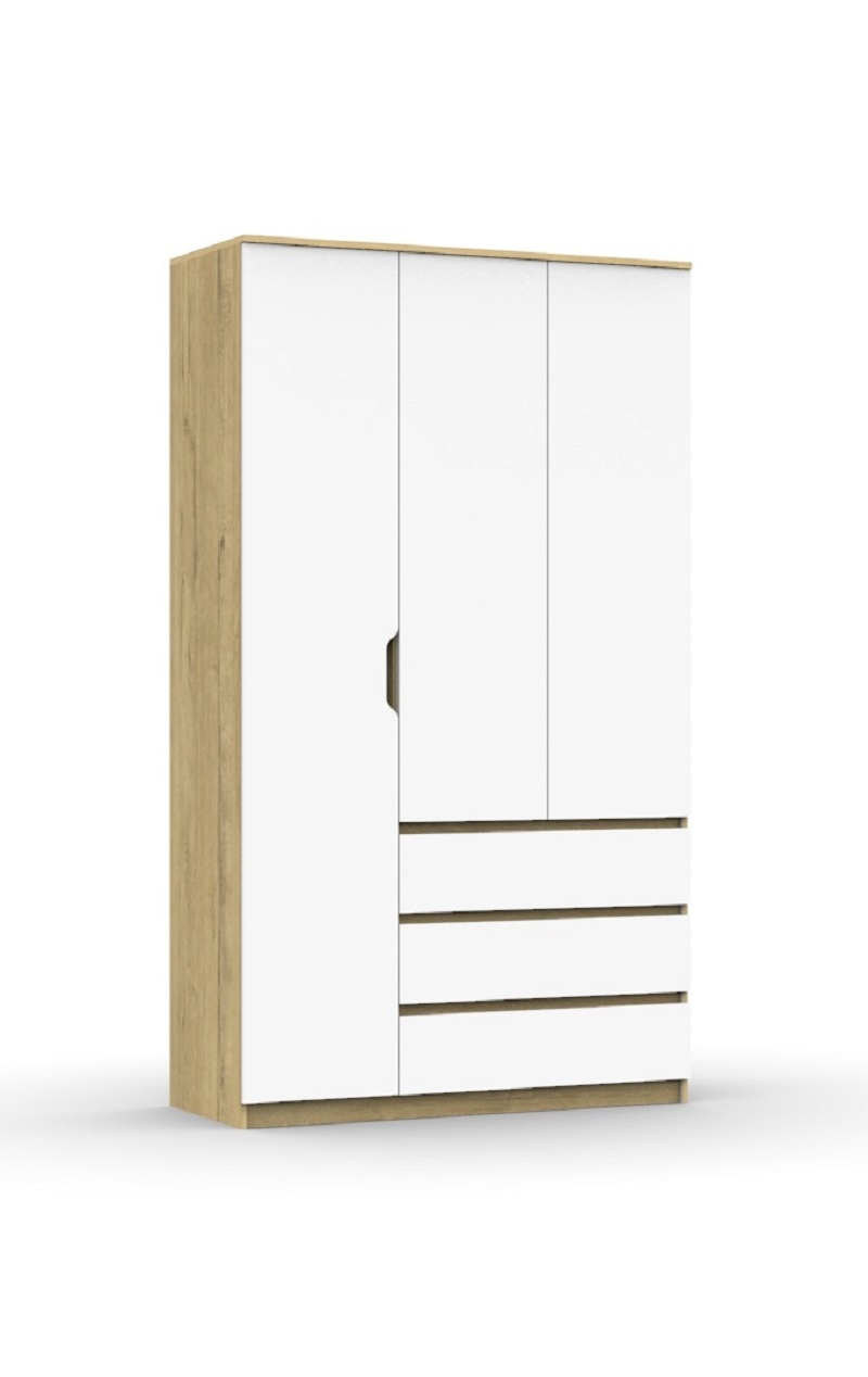 Изображение товара Шкаф распашной Эверест Модерн 120x210x50 см 3 двери 7 полок цвет дуб бунратти/белый