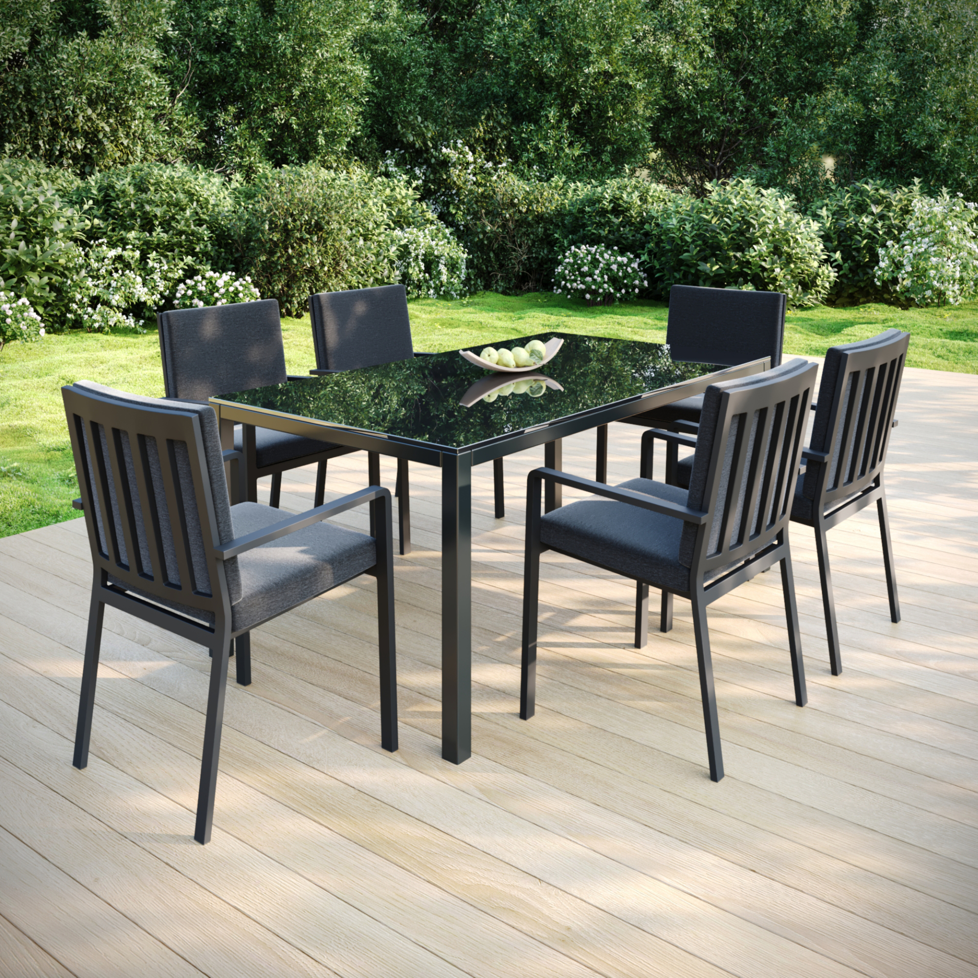Изображение товара Набор обеденной мебели для сада Garden Story Edmonds GS065 алюминий серый стол обеденный 1 шт., стулья 6 шт.