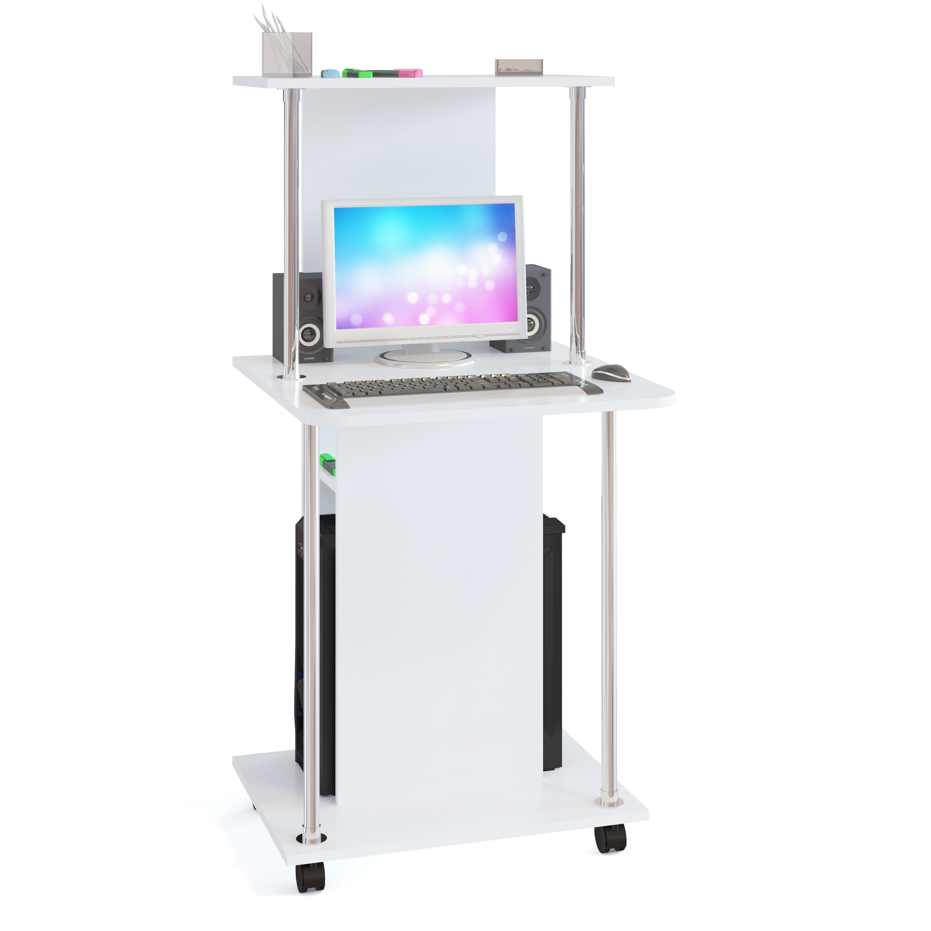 Изображение товара Компьютерный стол СОКОЛ-Т 78x90x65 см белый офисный стол с колесами