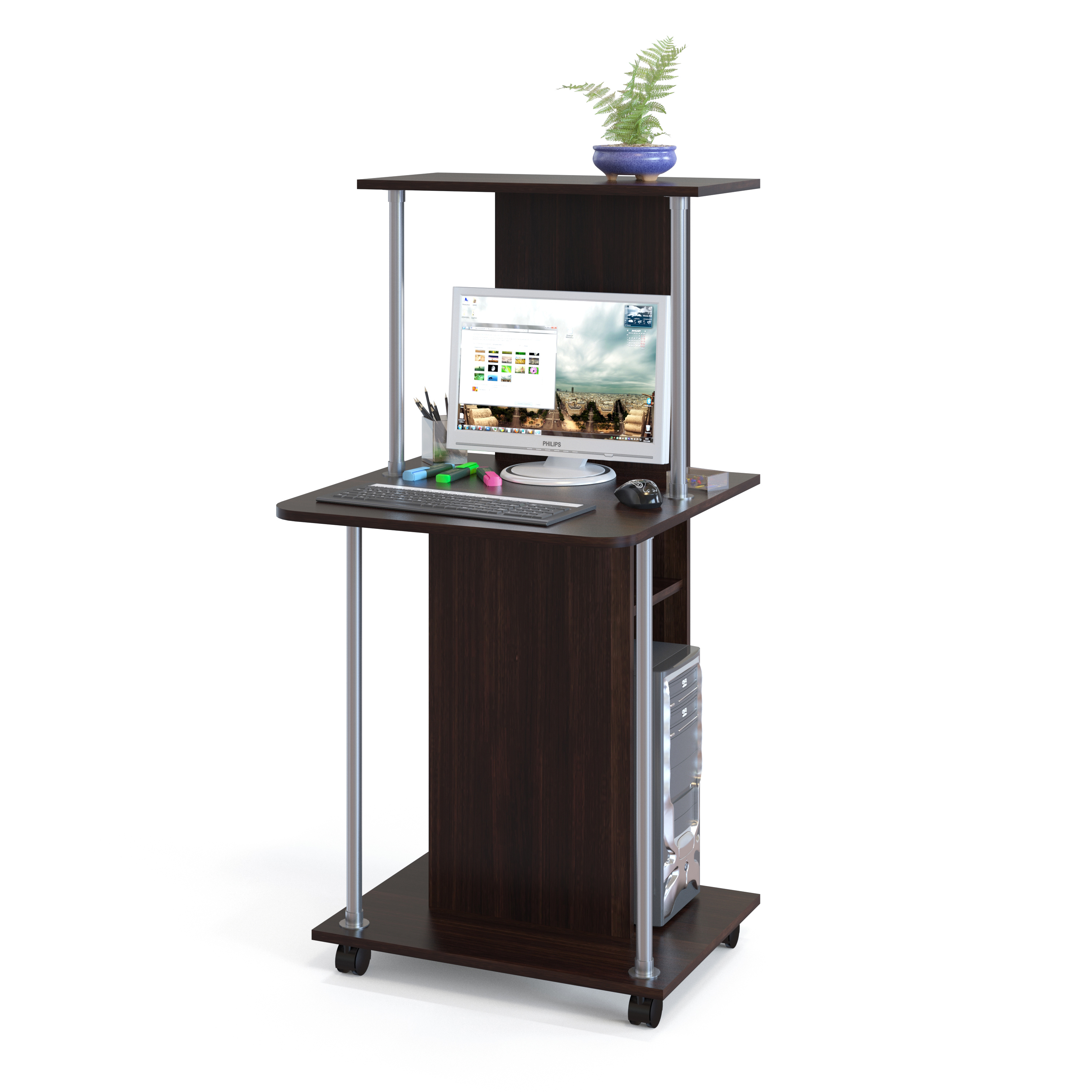 Изображение товара Компьютерный стол Сокол-Т на колесиках цвет венге 78x90x65 см