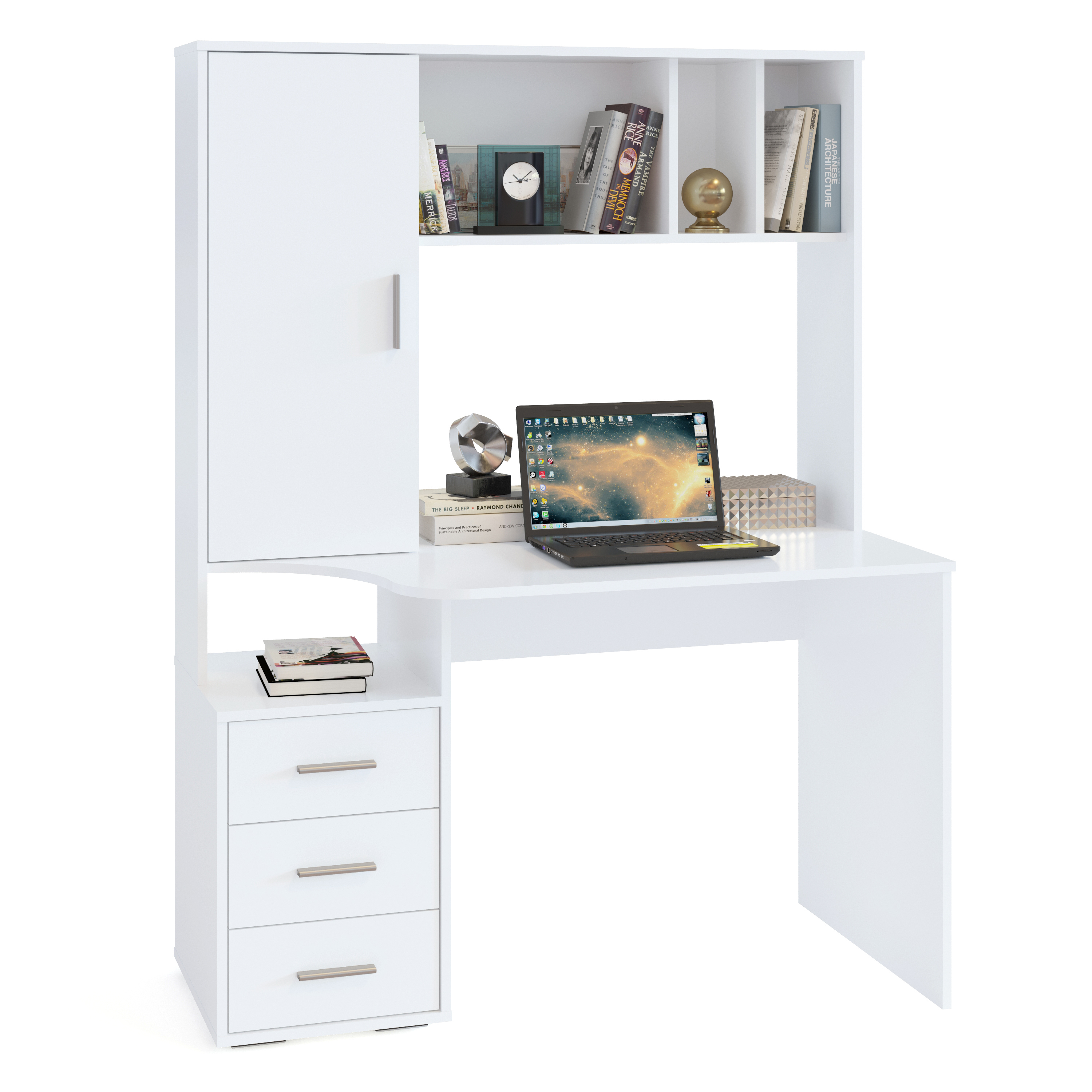 Изображение товара Офисный стол Сокол-т КСТ-16 120x160x60 см белый ЛДСП студенческий рабочий