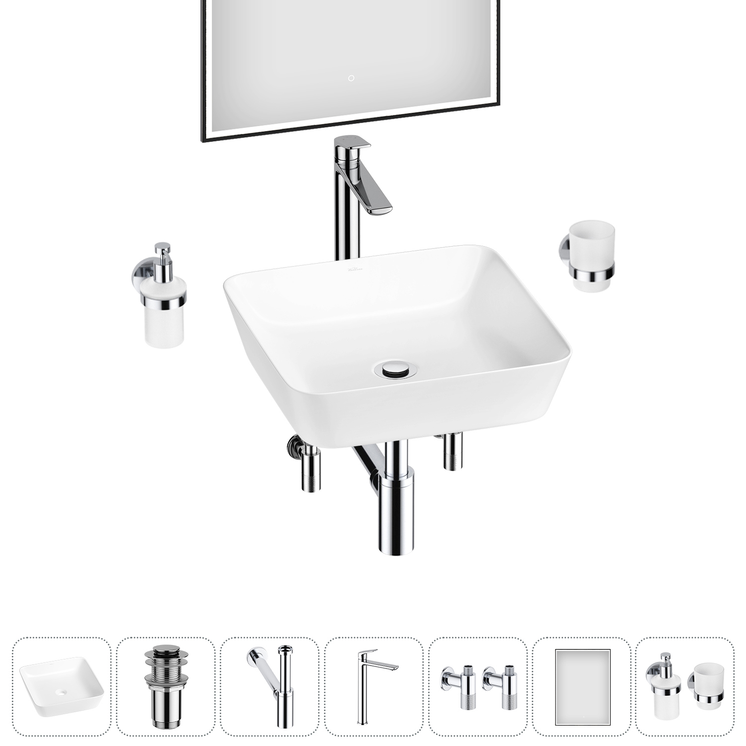 Изображение товара Раковина Wellsee cromulent 20218991R 44 см с аксессуарами