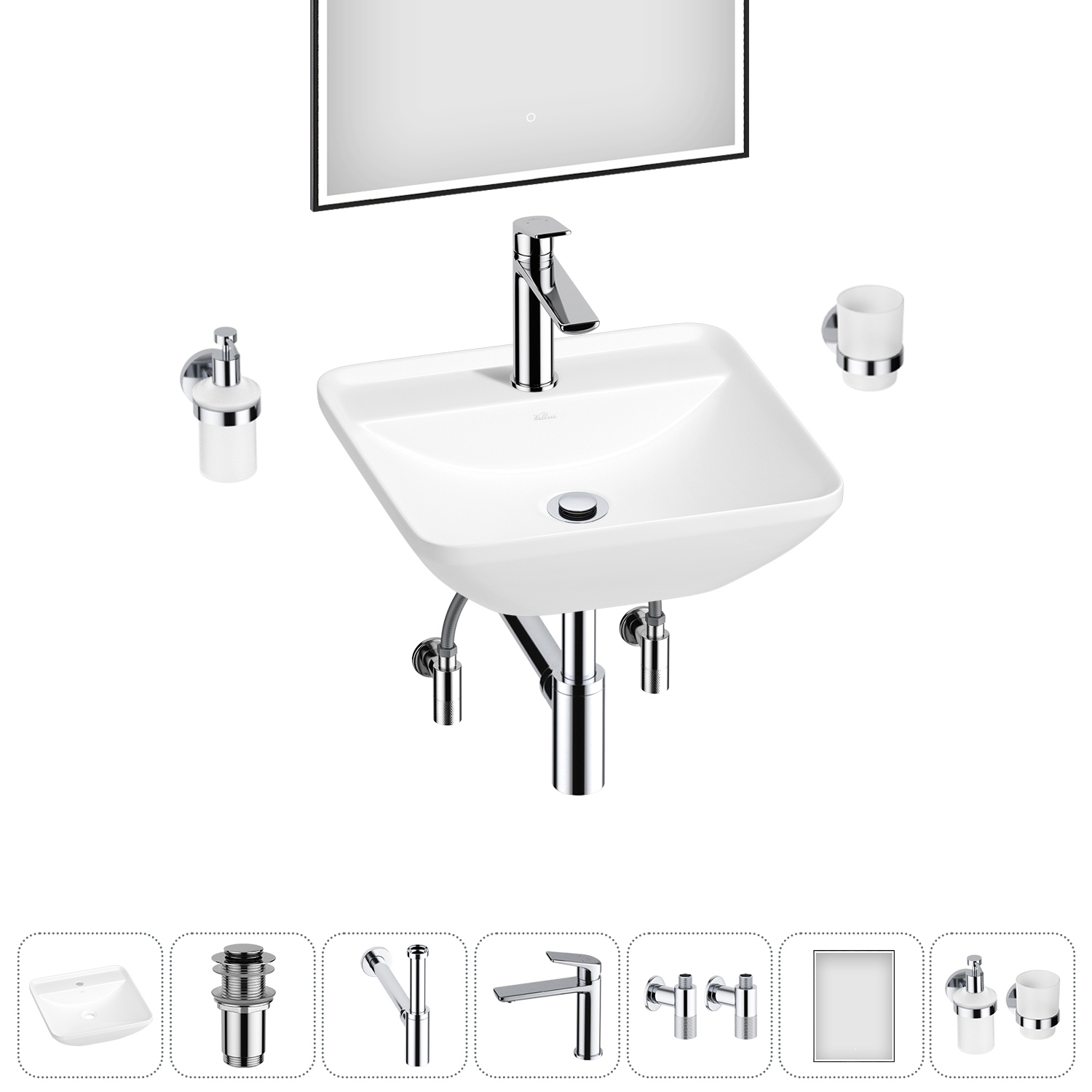 Изображение товара Раковина Wellsee cute twin s 20218967R 43см с аксессуарами