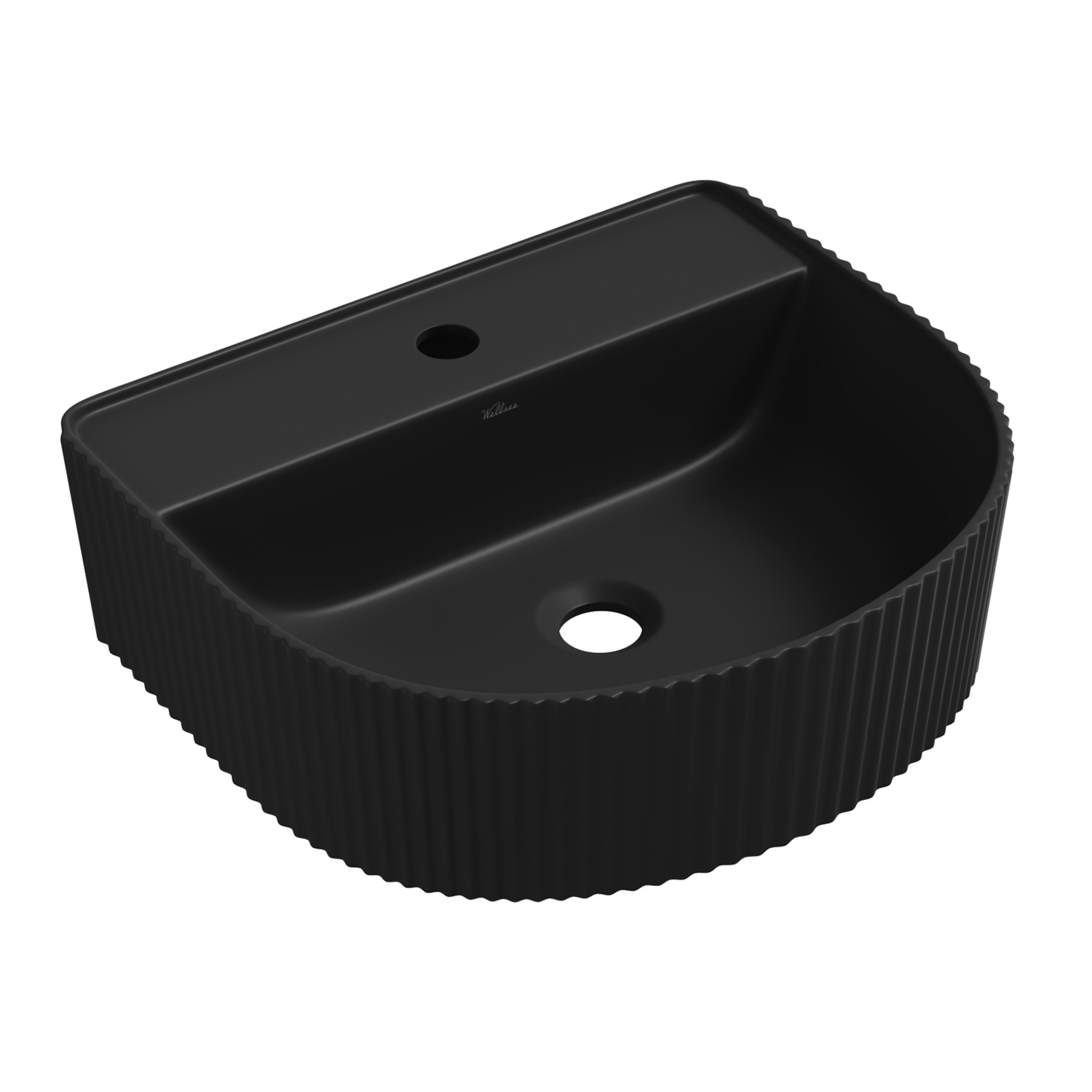Изображение товара Раковина Wellsee festive fox 20217995R 40 см в черном матовом цвете комплект с аксессуарами
