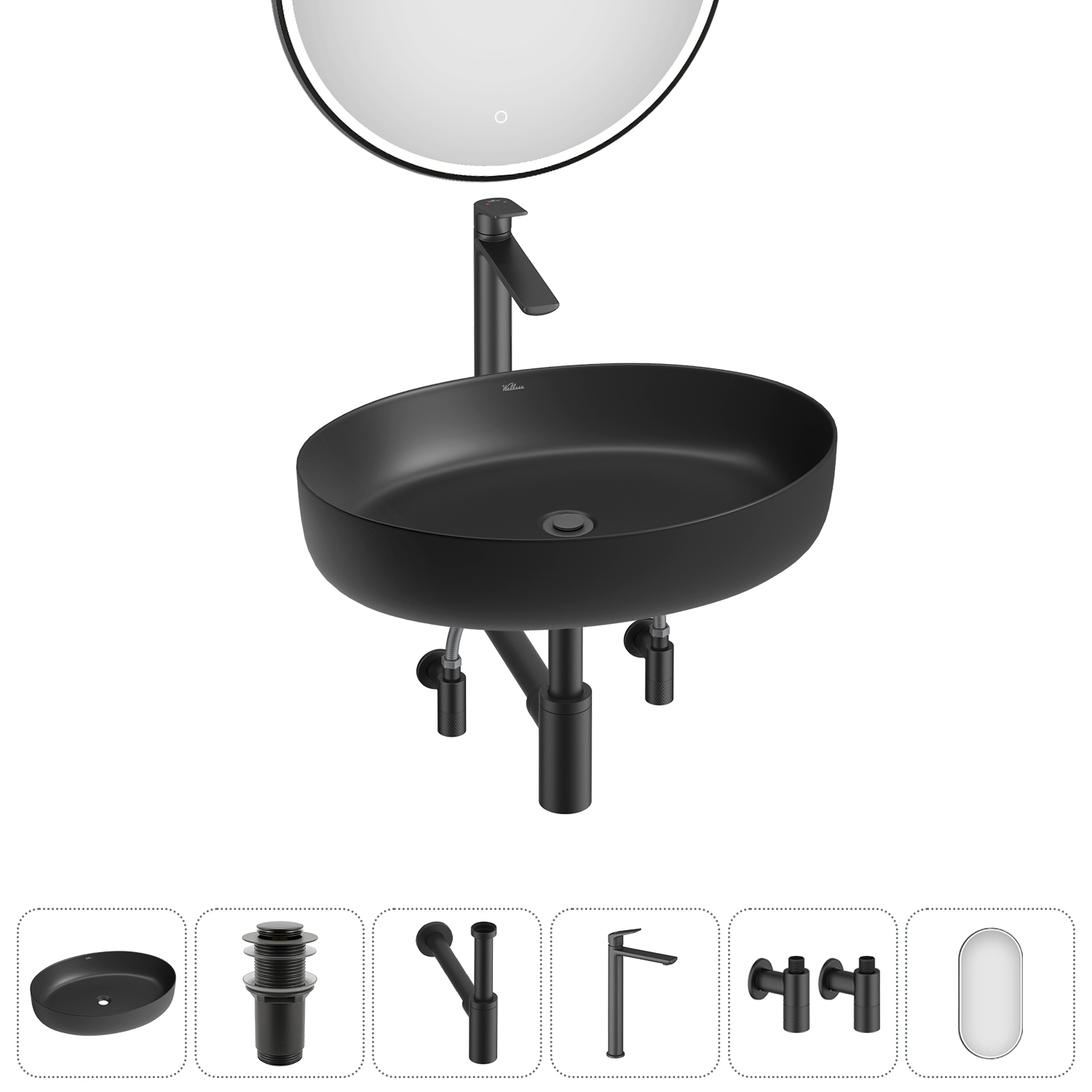 Изображение товара Раковина Wellsee belle spa 3.0 55 см черная с комплектом
