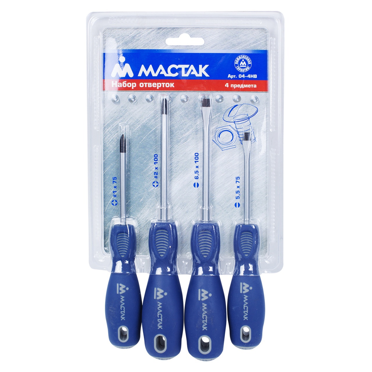 Изображение товара Набор отверток МАСТАК 04-4HB 4 шт для дома гаража автосервиса