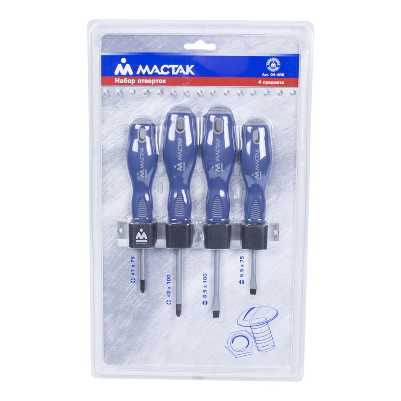 Изображение товара Набор отверток Мастак 04-4RB, 4 шт