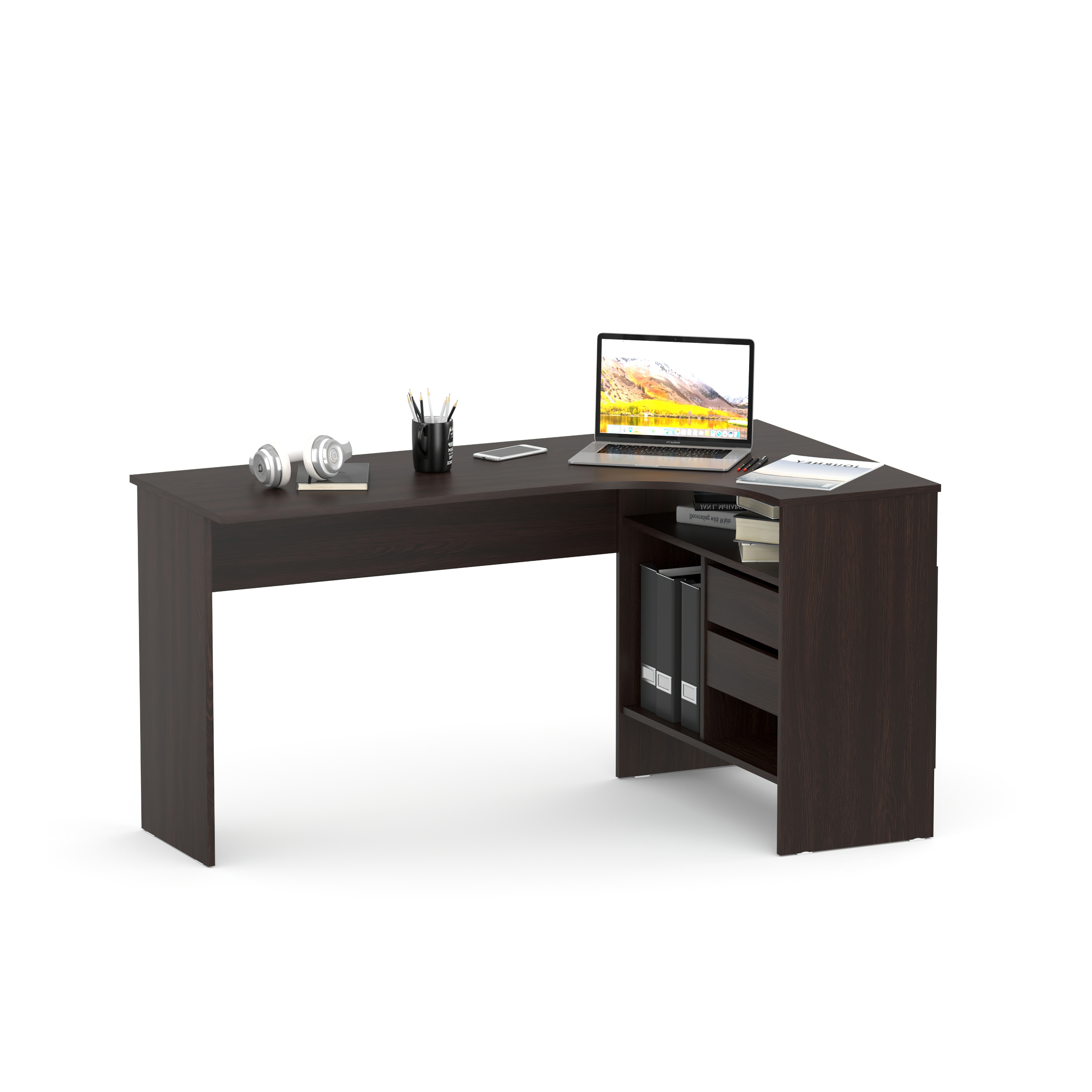 Изображение товара Угловой письменный стол СПм-25П Венге с ящиками и нишей для системного блока