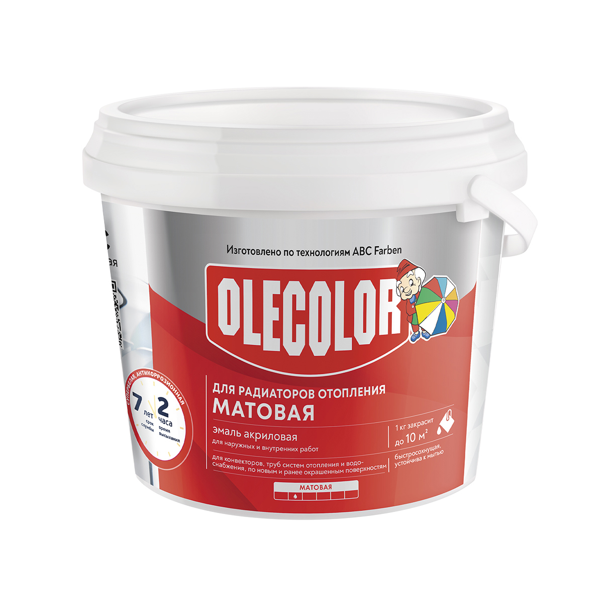 Изображение товара Эмаль для радиаторов Olecolor матовая белая 1 кг