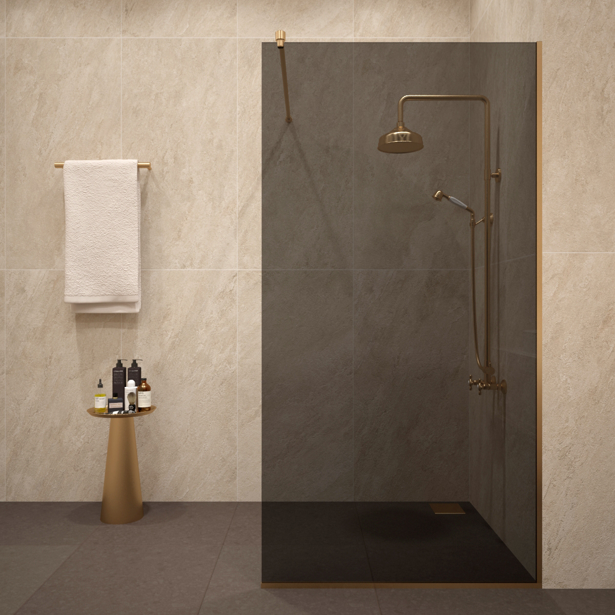 Изображение товара Душевая перегородка H.a.g HAG 700 grey Gold 70x195см золото профиль Изображение товара Душевая перегородка H.a.g HAG 700 grey Gold 70x195см золото профиль