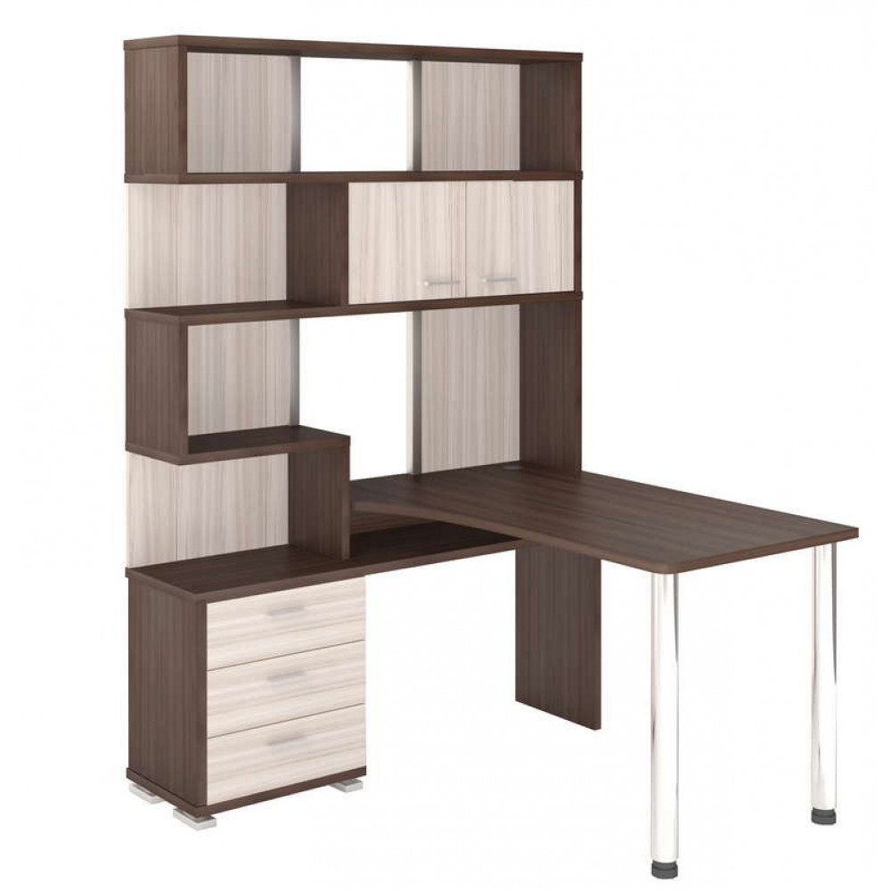 Изображение товара Стол Мэрдэс СР-420/130 угловой из ЛДСП 130x199x130 см, цвет карамель и ясень шимо темный