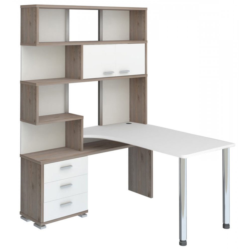 Изображение товара Стол Мэрдэс СР-420/130 НБЕБЕ-ЛЕВ из ЛДСП, белый/ясень шимо светлый