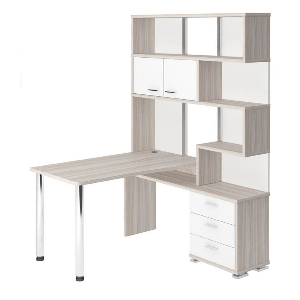 Изображение товара Стол Мэрдэс СР-420/130 КБЕК-ПРАВ белый и карамель угловой для дома и офиса