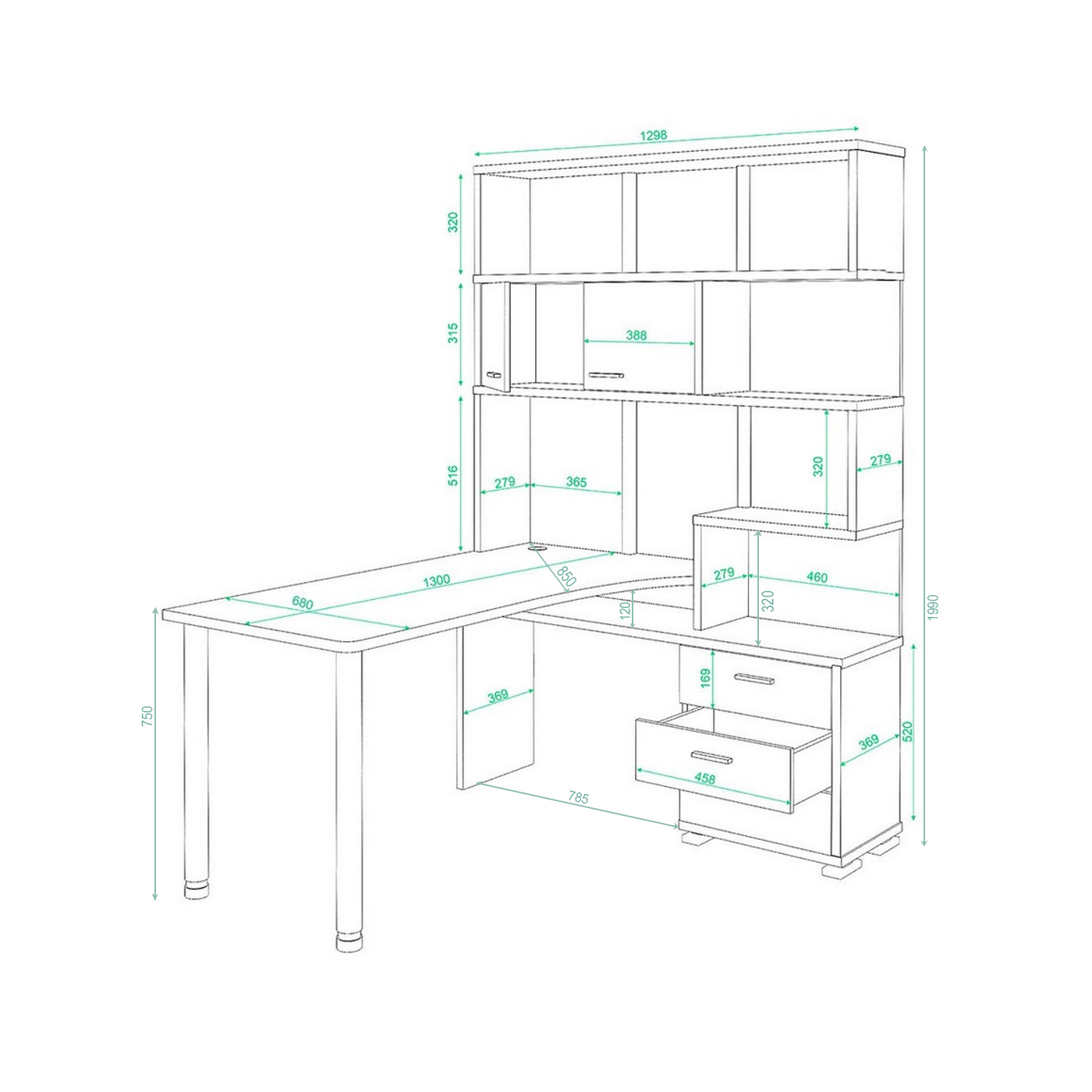 Изображение товара Стол Мэрдэс СР-420/130 угловой венге и карамель