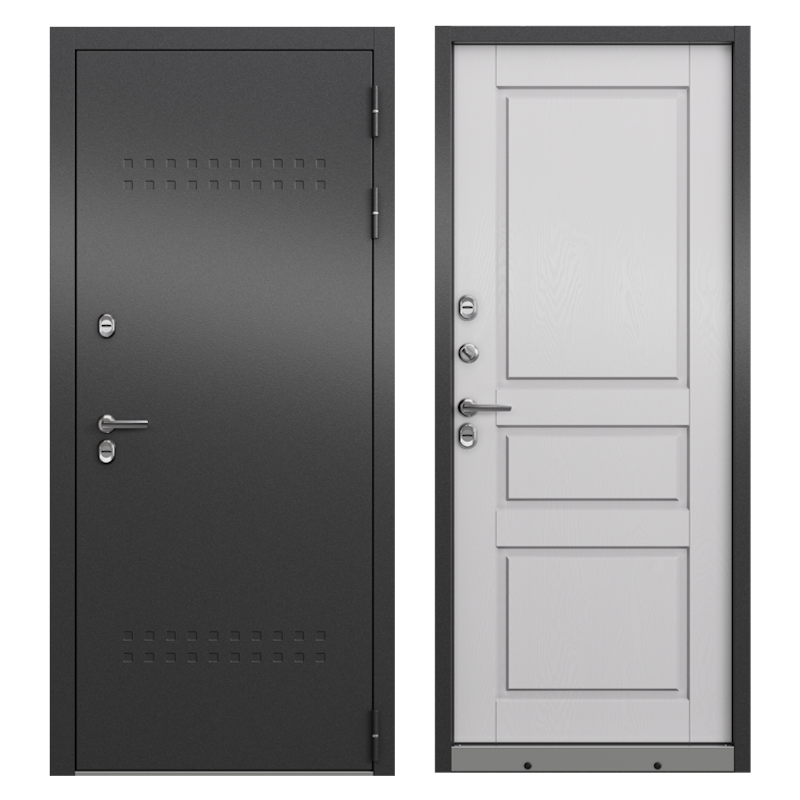 Изображение товара Входная дверь Бизнес парк Норд 100 левый 205x96см цвет антрацит букле/дуб белый матовый