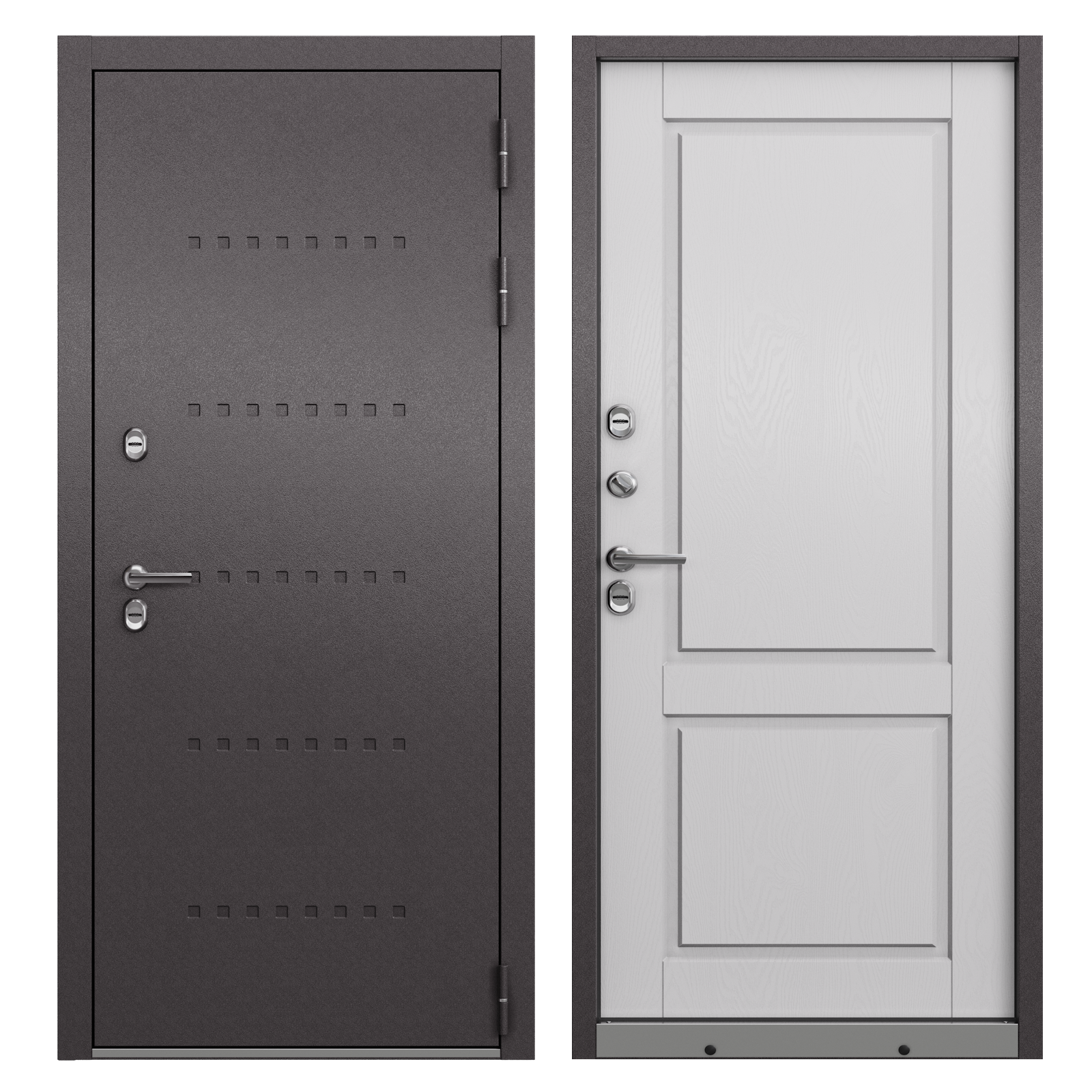 Изображение товара Входная дверь Бизнес парк Норд 100 левый 205x88см цвет шоколад букле/дуб белый матовый