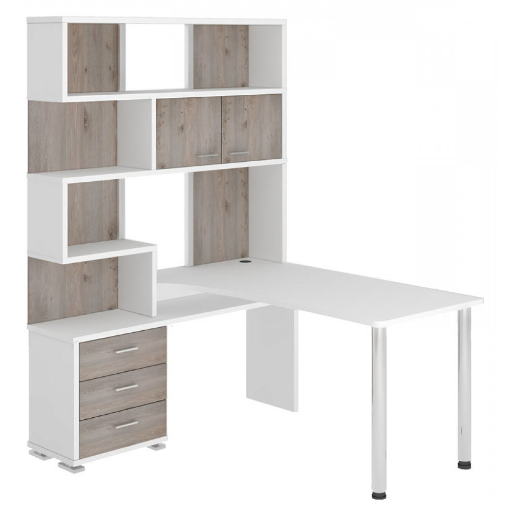 Изображение товара Стол Мэрдэс СР-420/130 БЕНБЕ-ЛЕВ из ЛДСП белый и ясень шимо светлый