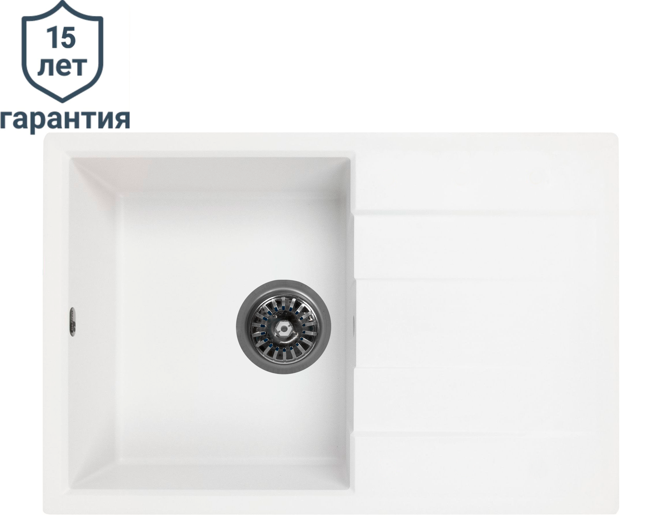 Изображение товара Врезная кухонная мойка KONSENSA 78x51 см кварц белая с сифоном