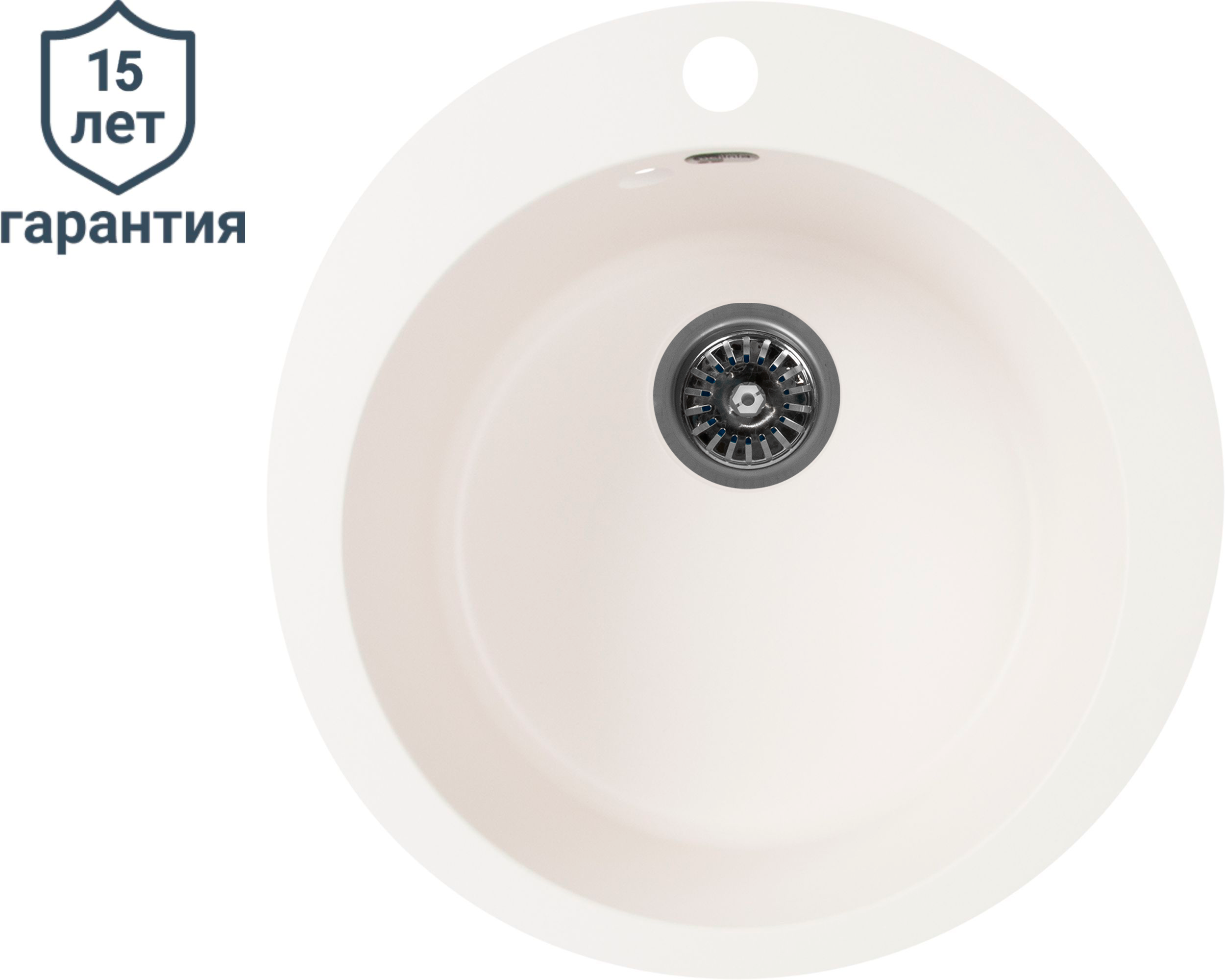 Изображение товара Мойка кухонная врезная KONSENSA 51x51 см кварц белая