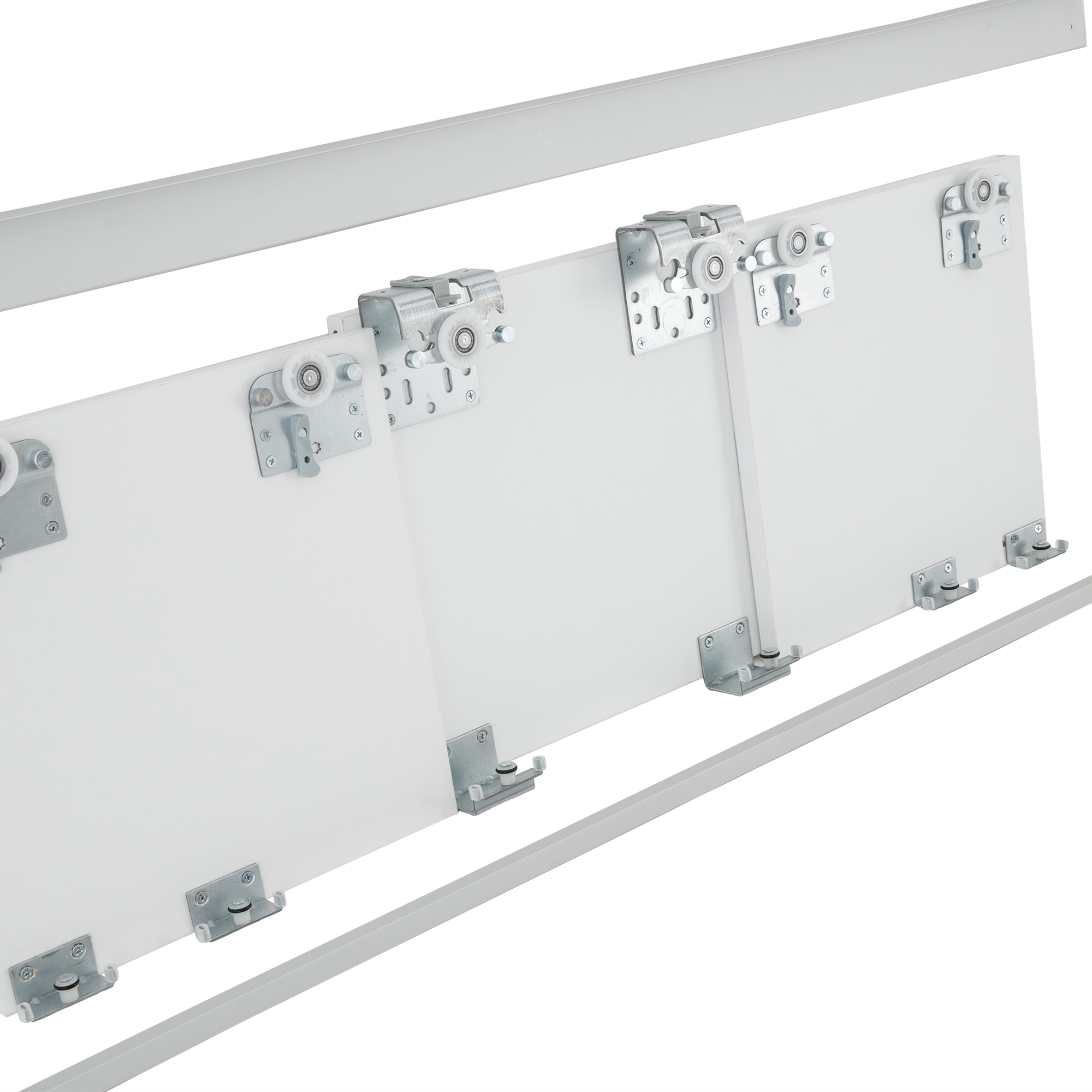 Изображение товара Комплект направляющих для трёх дверей Лион металл цвет матовое серебро