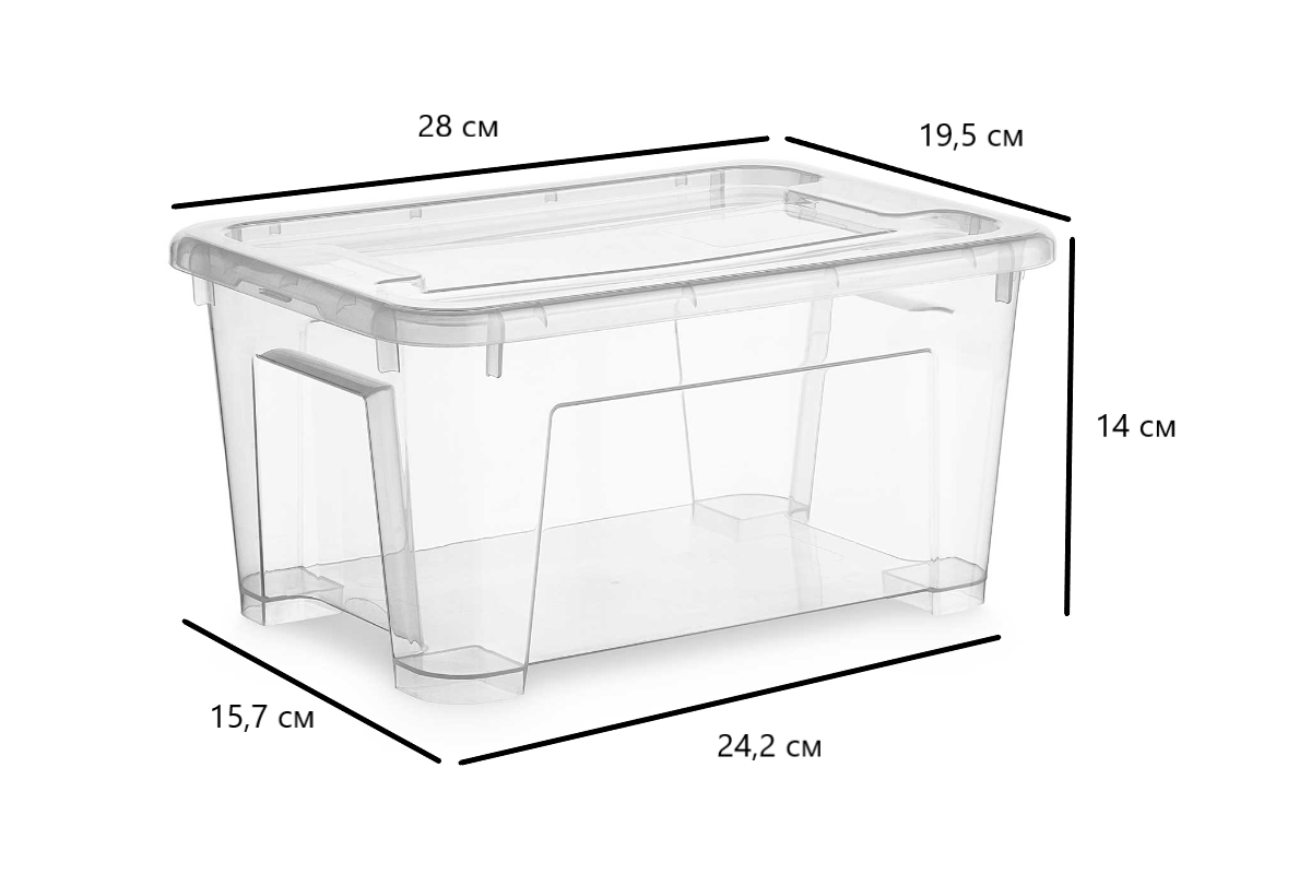 Контейнер с крышкой 28x20x14 см 5 л полипропилен цвет прозрачный - 6