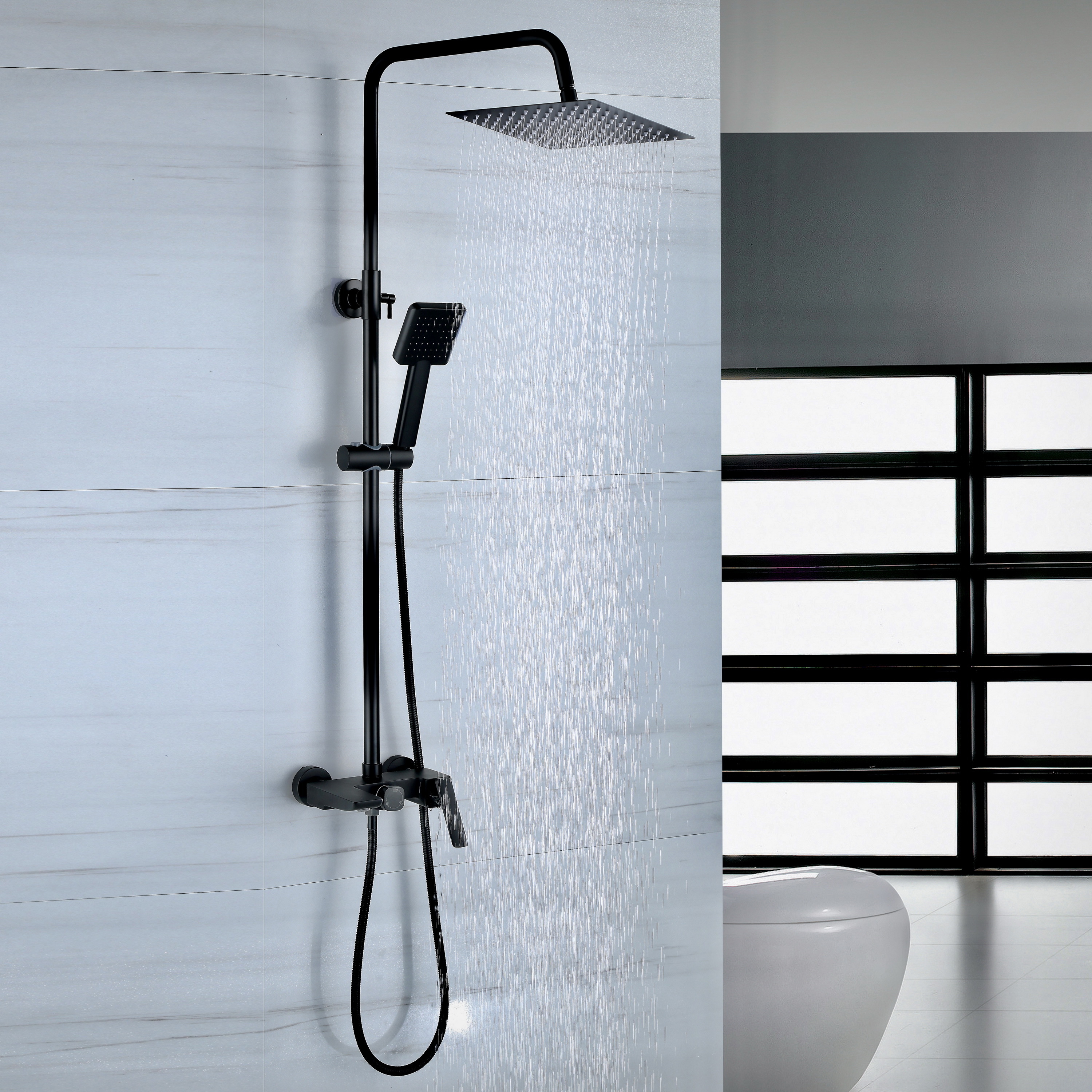 Изображение товара Душевая система BOND Cube B02-9488 с регулировкой и нержавеющей сталью