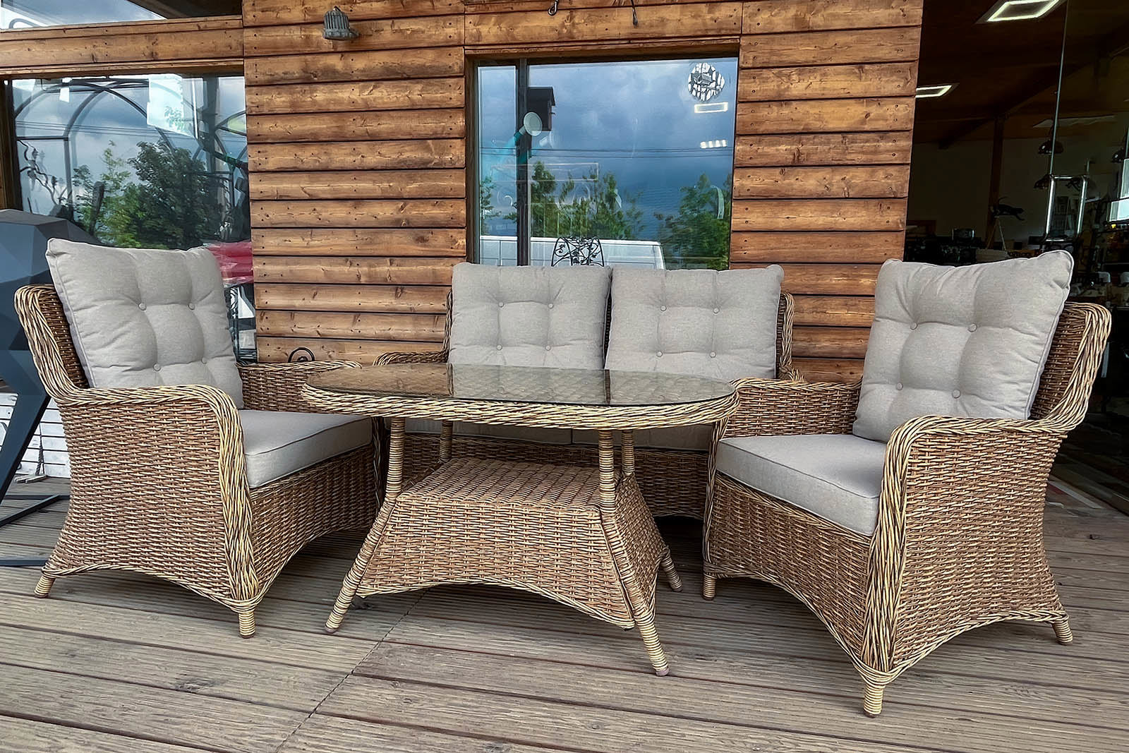 Изображение товара Набор садовой мебели для отдыха AZZURA 5222-55-51 из искусственного ротанга алюминий