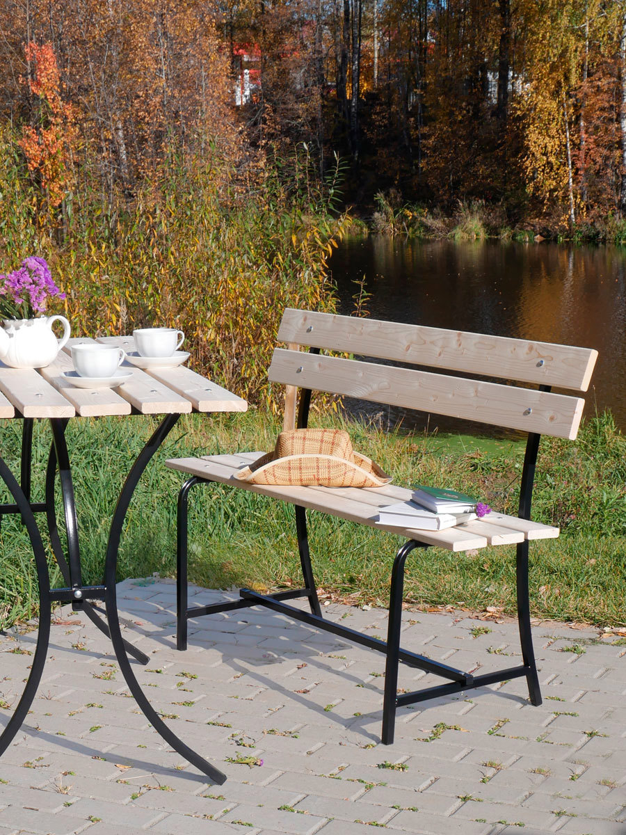 Изображение товара Садовая скамейка Festival for you 82x110x52 см дерево металл бежевый