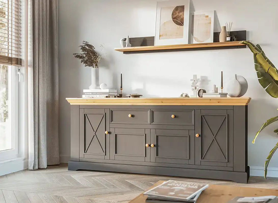 Изображение товара Комод Дом мебели из сосны Форест 2 ящика 209x42x88.1 см серый/бейц-масло Изображение товара Комод Дом мебели из сосны Форест 2 ящика 209x42x88.1 см серый/бейц-масло