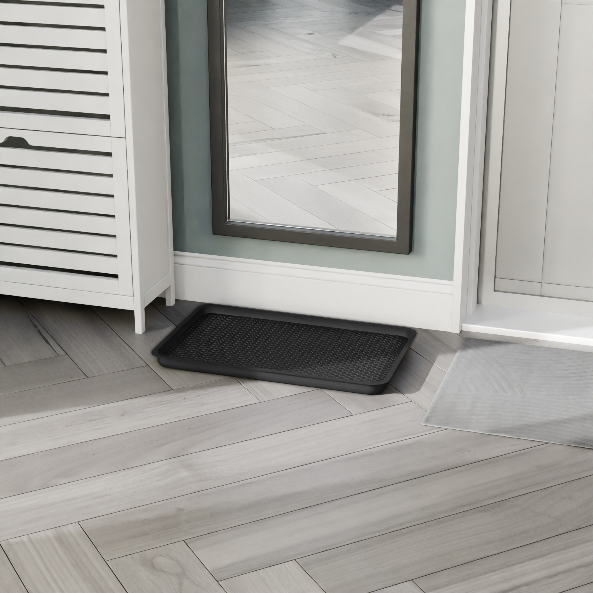 Изображение товара Универсальный лоток Ромб из полипропилена 31x51 см черный для грязезащитного использования