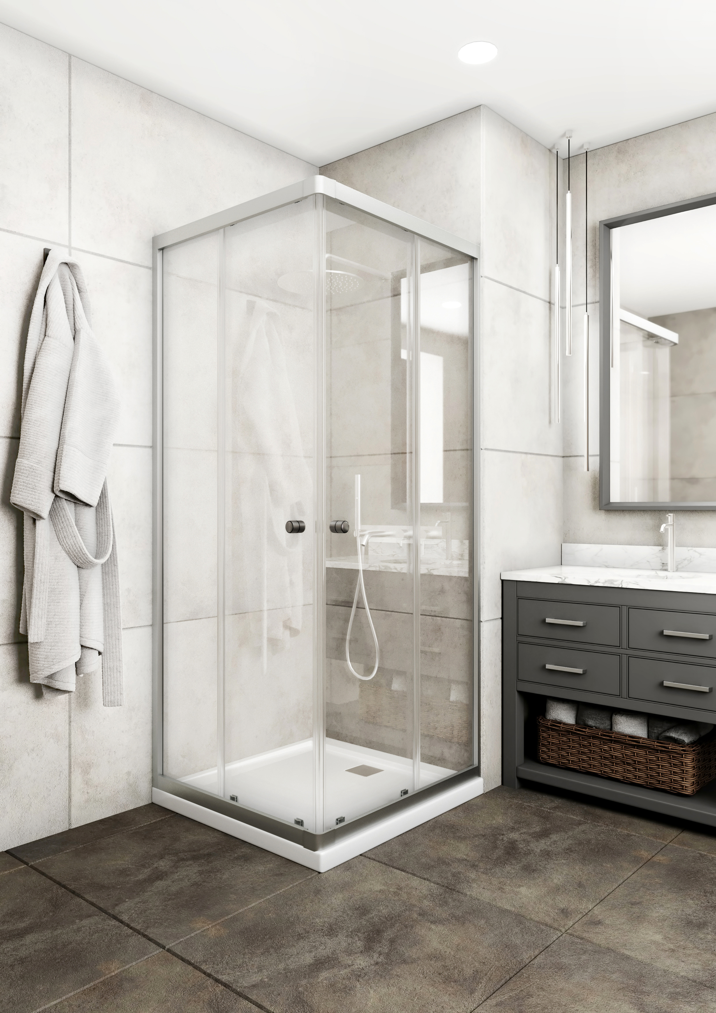 Изображение товара Душевая ширма RUSAK Классик 89x89 см с матовым хром-профилем