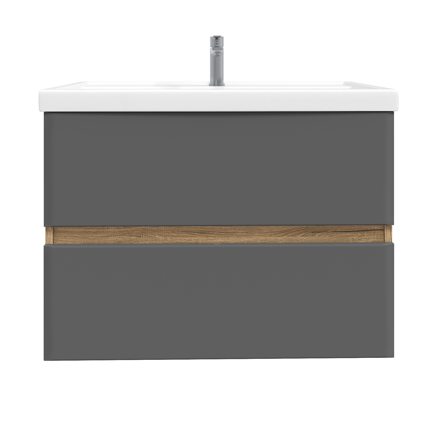 Изображение товара Тумба с раковиной RUVANN VAUS 100 раковина Фостер 100 в ванную подвесная цвет дуб вотан, графит софт