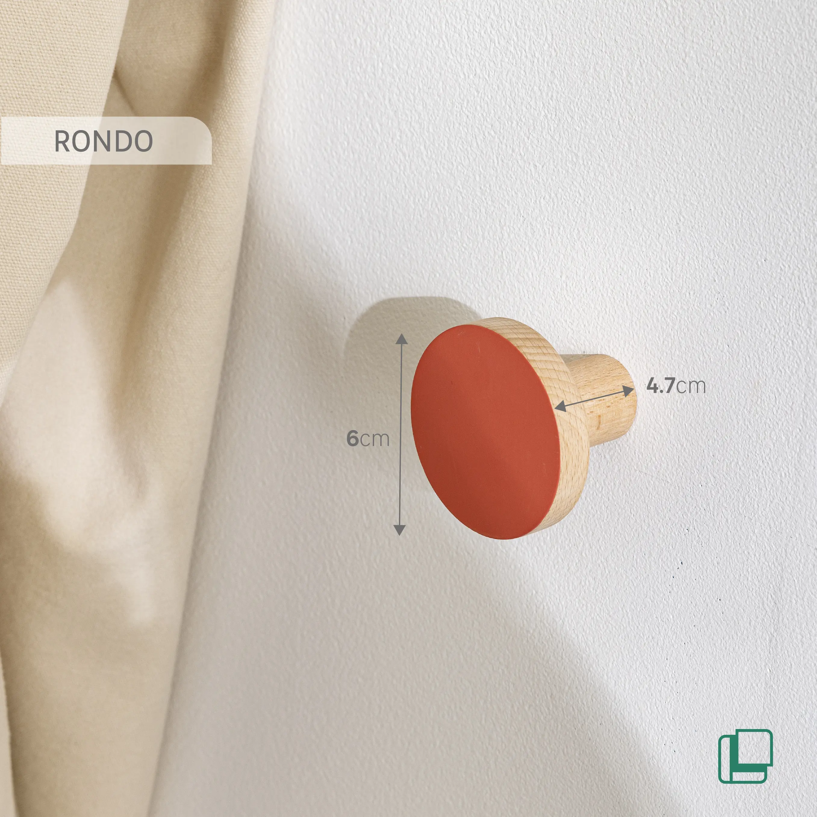 Вешалка настенная Rondo Coctail 1 крючок 6x6x4.7 см цвет красный - 4
