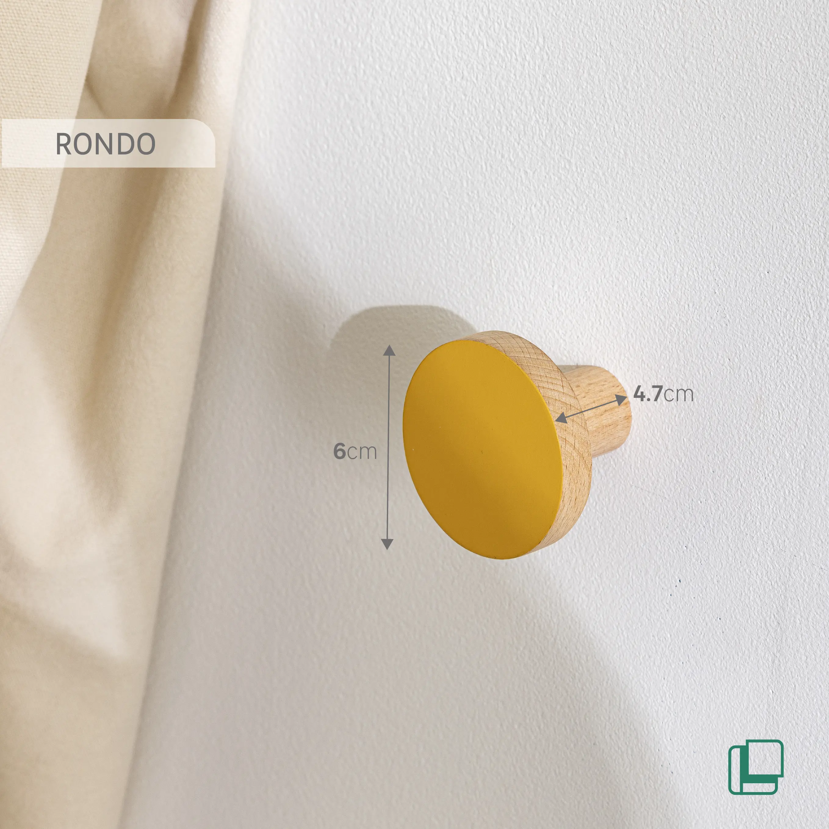 Вешалка настенная Rondo 1 крючок 6x6x4.7 см цвет желтый - 4