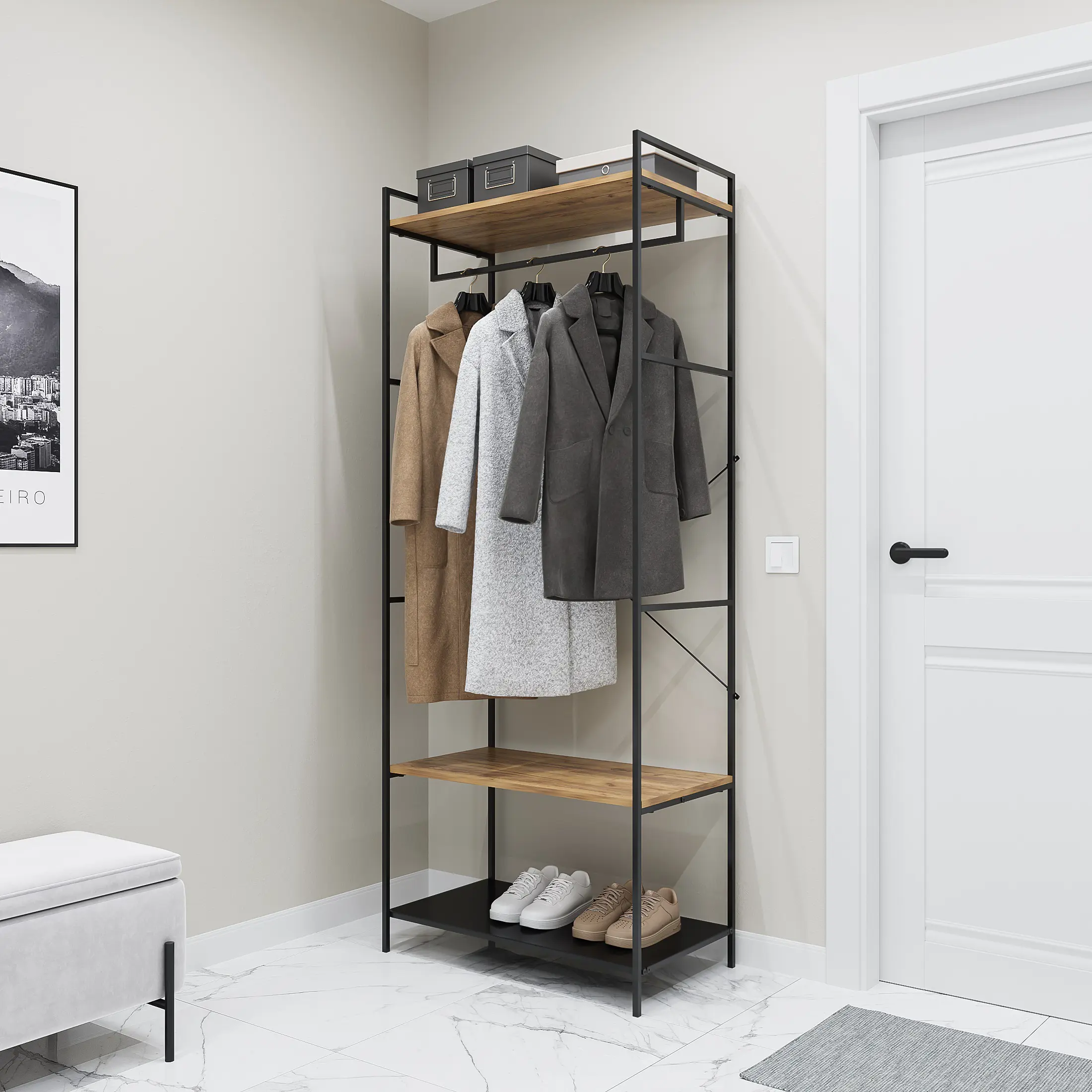 Напольная вешалка 80x200x45 см металл цвет черный