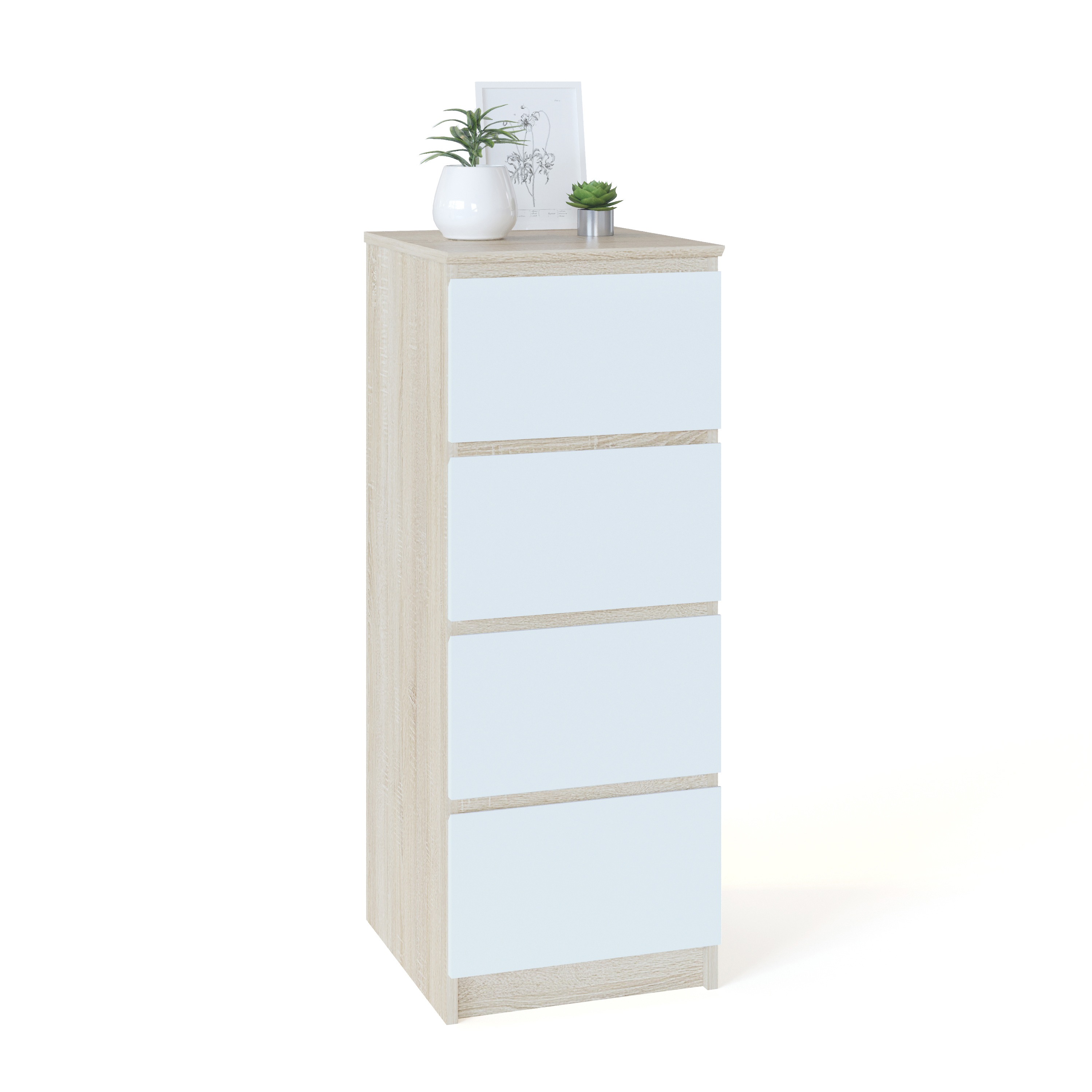 Изображение товара Комод Сокол-т Т4рсб 4 ящика 106.5x12x48 см ЛДСП цвет дуб сонома/белый